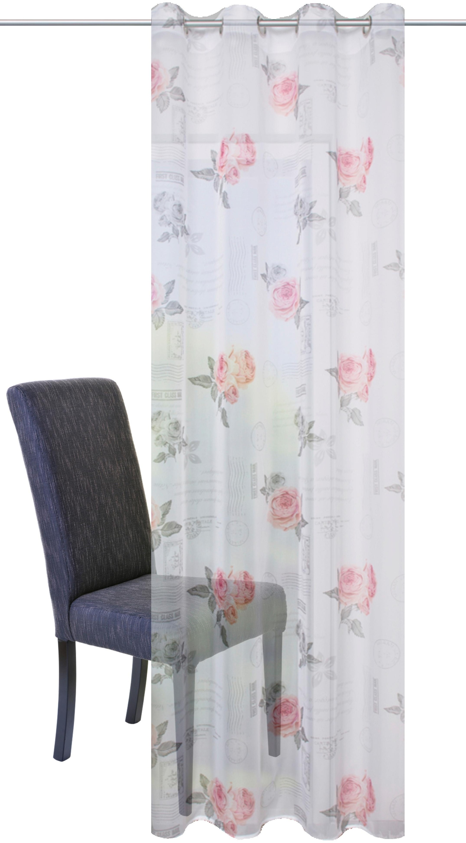 HOME WOHNIDEEN Gardine "AMORE" Ösen 1 Stk. tlg. HxB: 245x140, Romantischer günstig online kaufen
