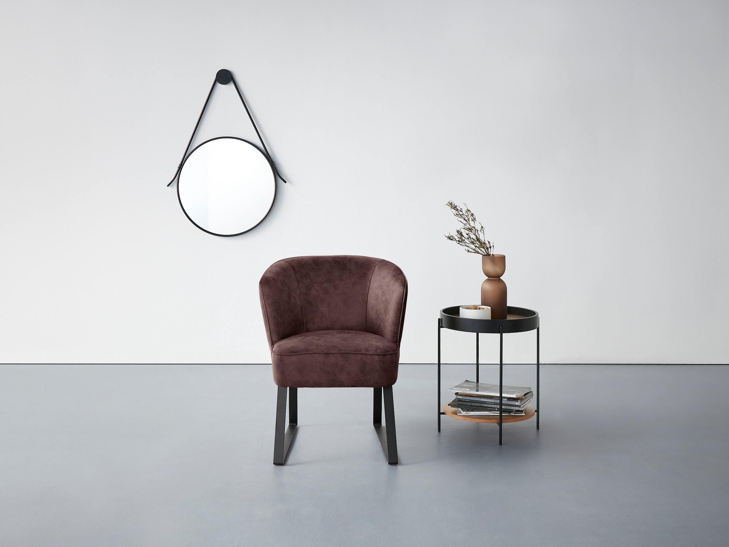 exxpo - sofa fashion Sessel »Americano, Loungesessel«, mit Keder und Metallfüßen, Bezug in verschiedenen Qualitäten, 1 Stck.