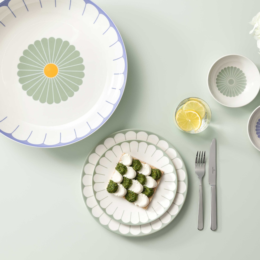 Frühstücksteller VILLEROY & BOCH "Frühstücksteller Fleur Couleur ø 21,2 cm 6er Set", grün (vert), L:21,2cm, Speiseteller 2