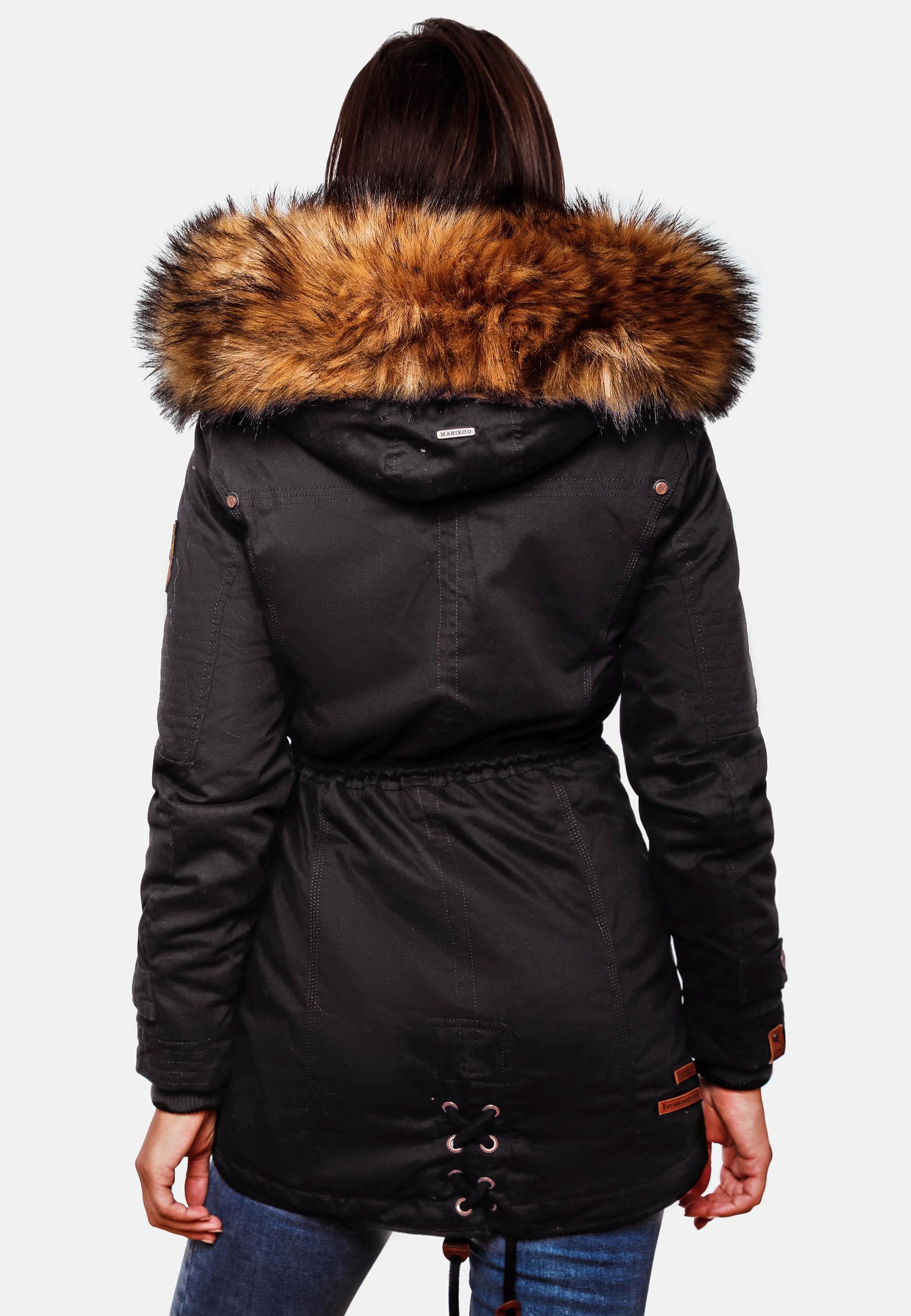 Marikoo Wintermantel »La Viva Prc«, stylischer Winterparka mit abnehmbarem Kunstfell