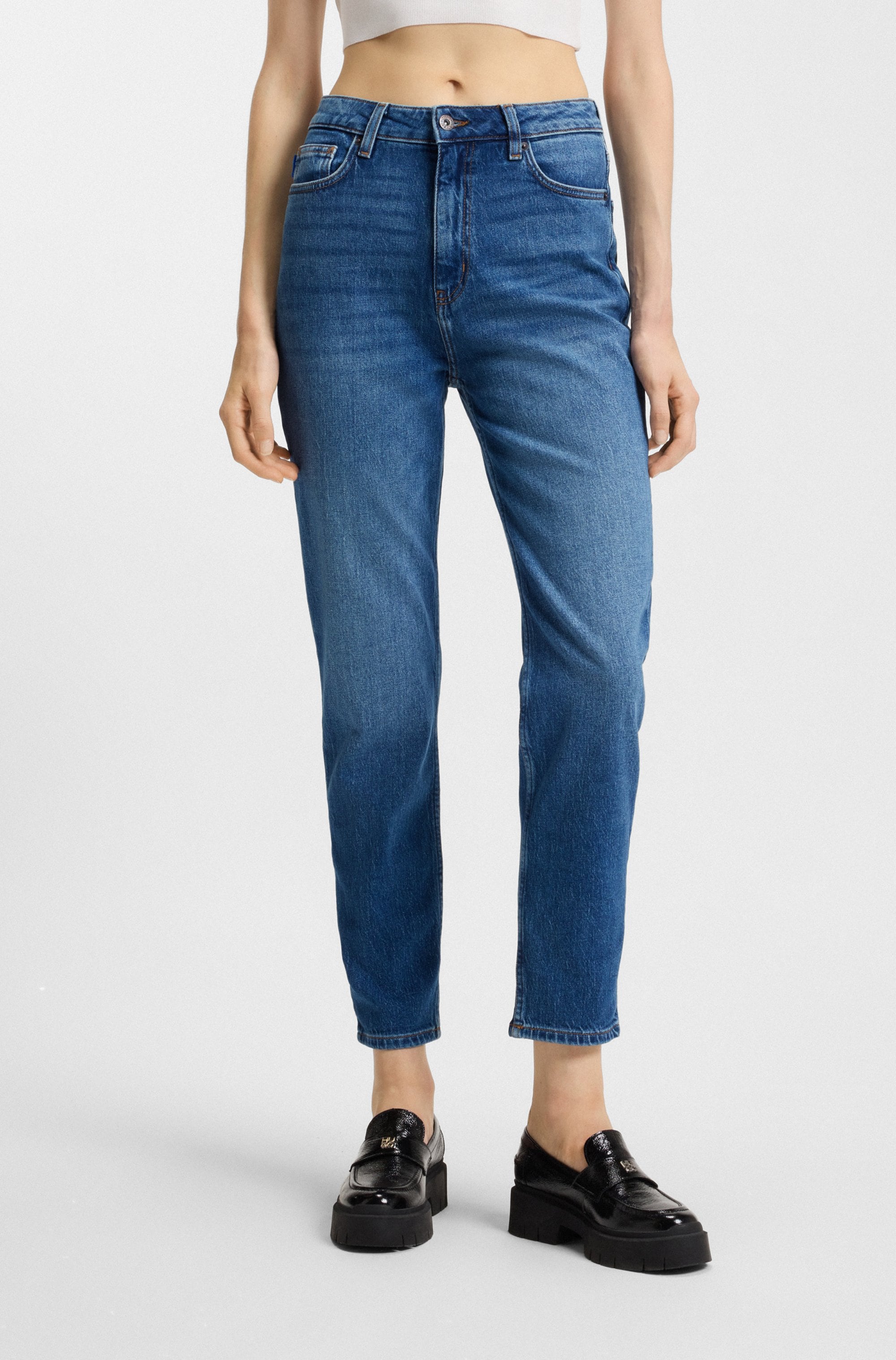 HUGO Blue Mom-Jeans »Noe«, Straight Fit Jeans mit hoher Leibhöhe