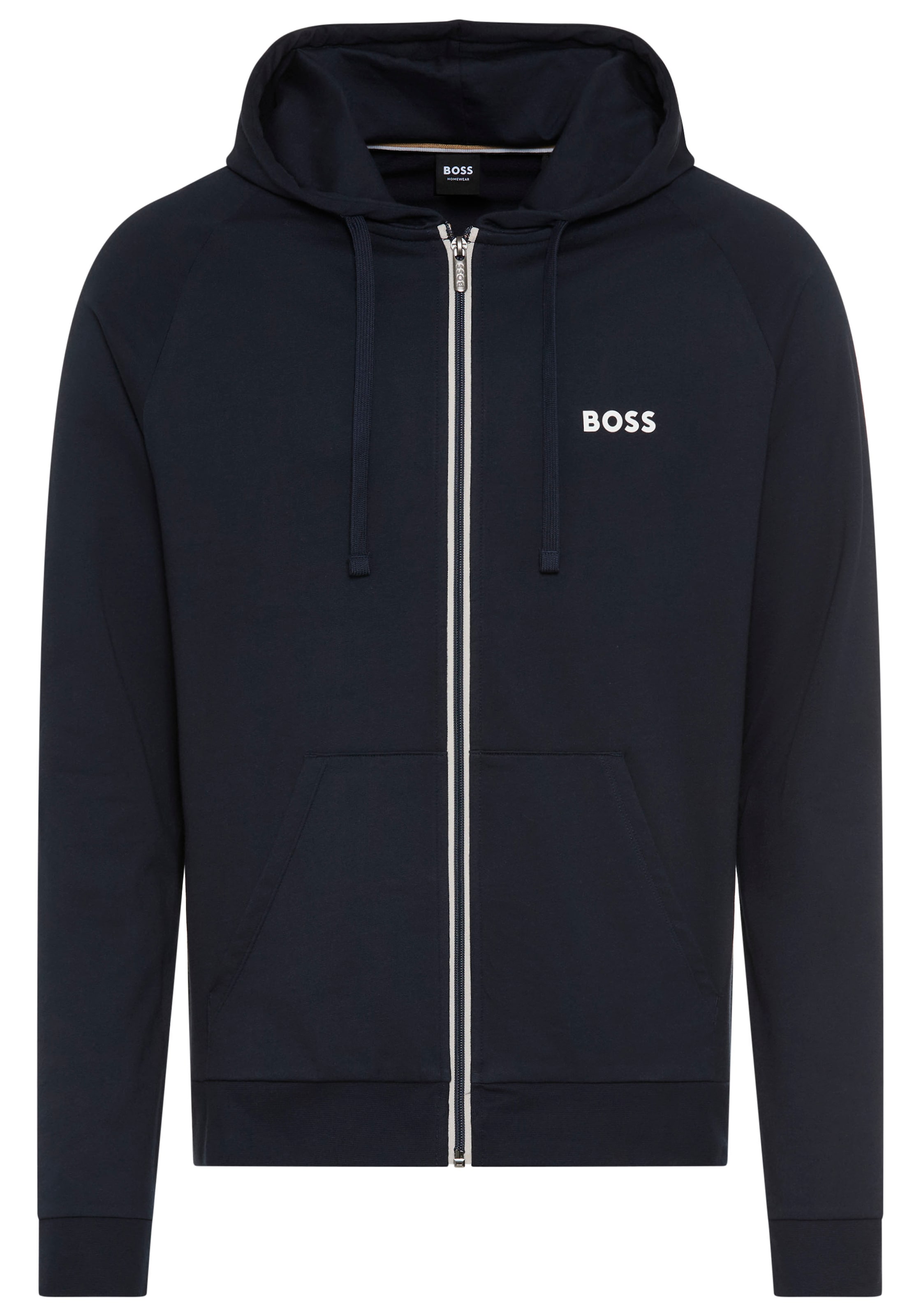 BOSS Kapuzensweatjacke "Authentic" aus Baumwoll-Terry mit kontrastfarbenem günstig online kaufen