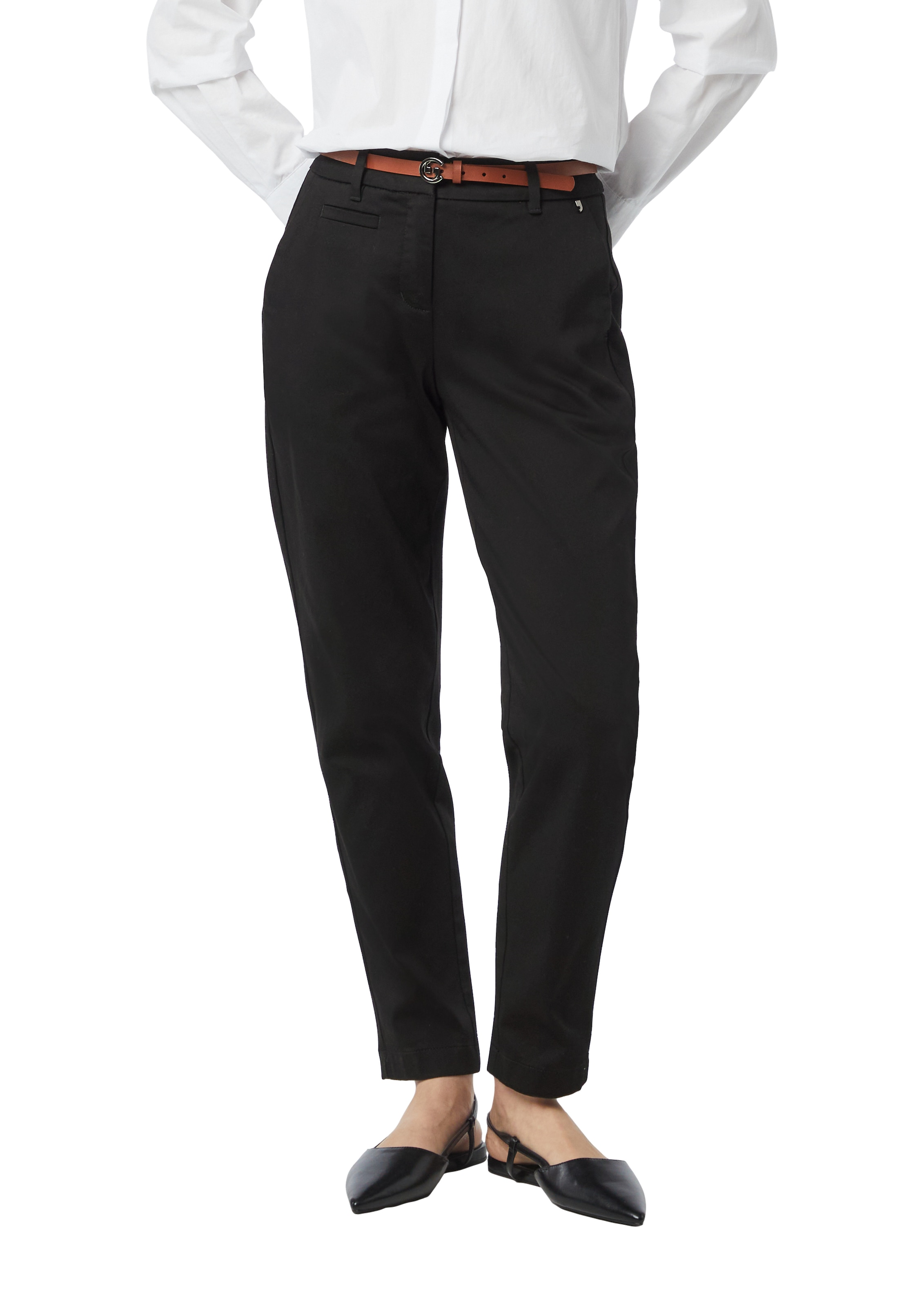 Comma Chinohose mit Gürtel und Stretch