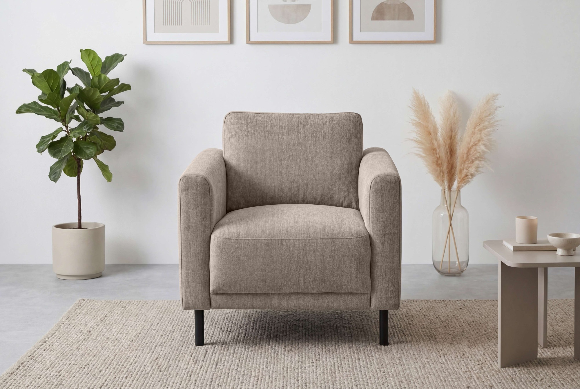 Preisvergleich für OTTO home Sessel Sveeva, Breite 78 cm, schwarze Metallfüße langlebiger Webstoff, viele Farben zur Auswahl, BxHxT 78x85x78 cm, in der Farbe Braun, aus Pes