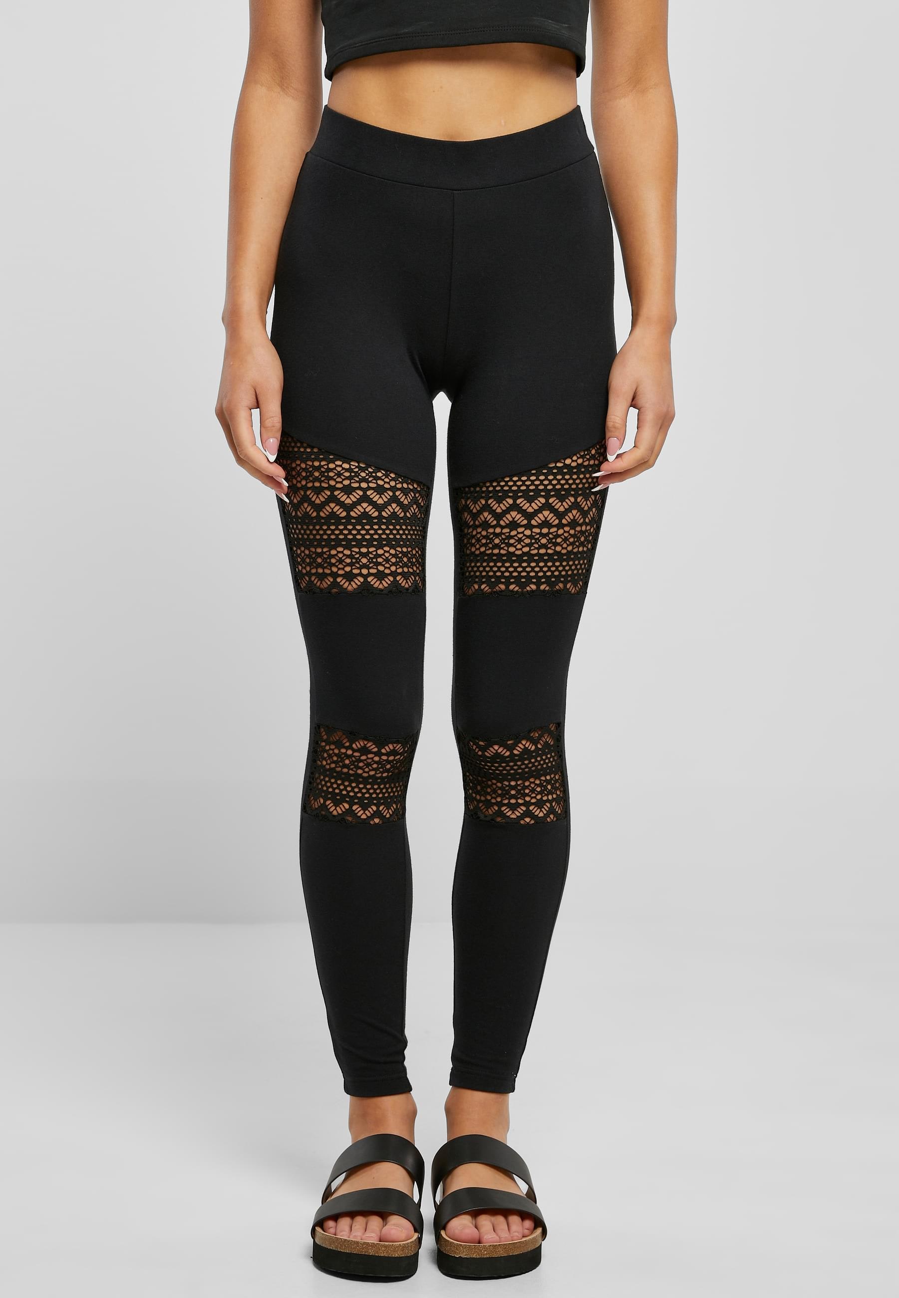 URBAN CLASSICS Leggings »Urban Classics Damen Ladies Crochet Lace Inset Leggings«, (1 tlg.)