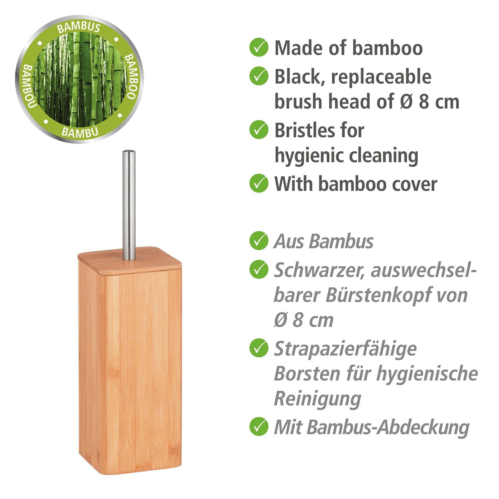 WENKO WC-Garnitur »Bambusa« Bürstenhalter aus Bambus