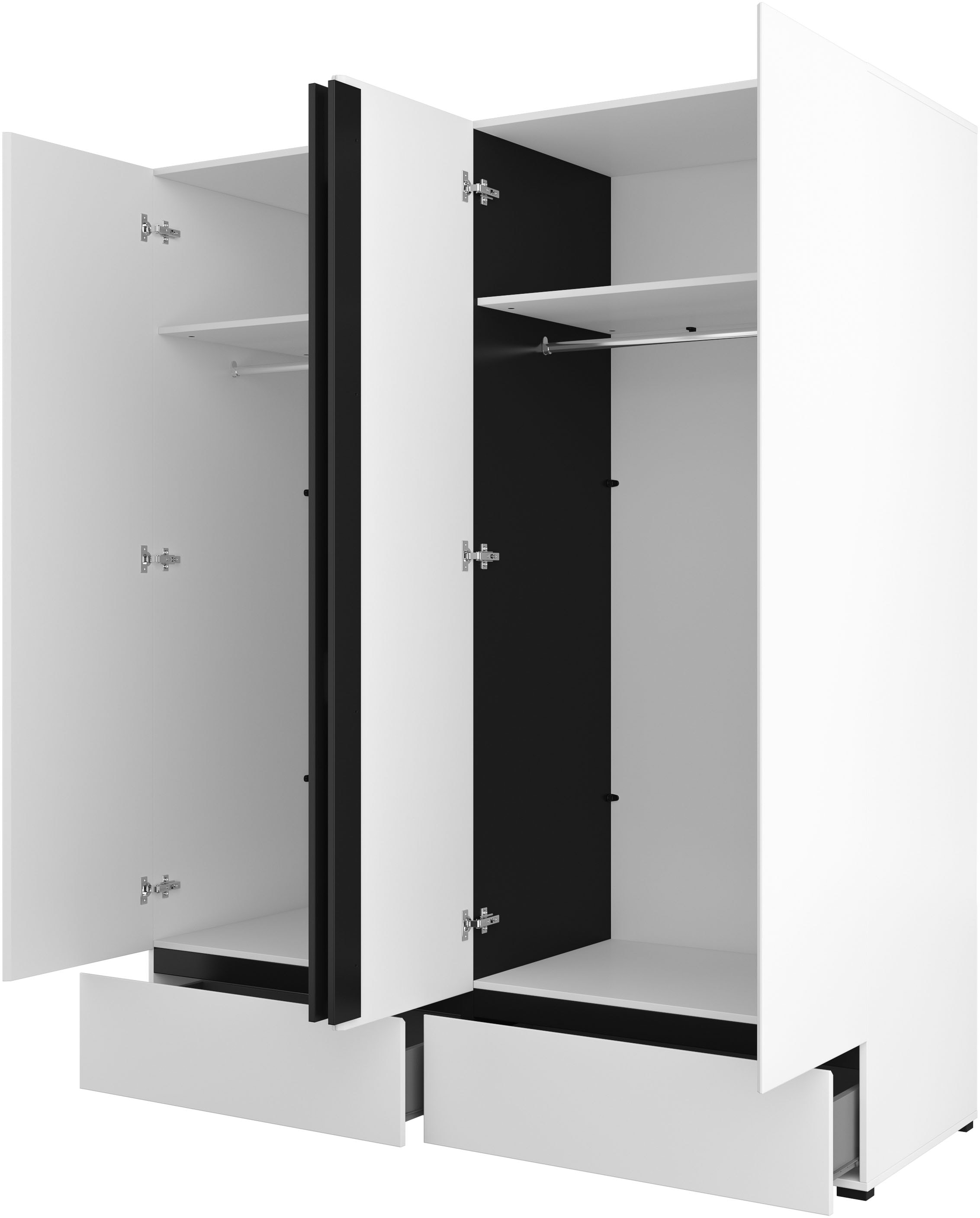 INOSIGN Schlafzimmer-Set »Cross, moderne, grifflose Optik, FSC-zertifiziert«, (4 tlg., Bett 180x200cm, 2 Nachtkommoden, Schrank 2-oder 4-türig), Komplettschlafzimmer-Set