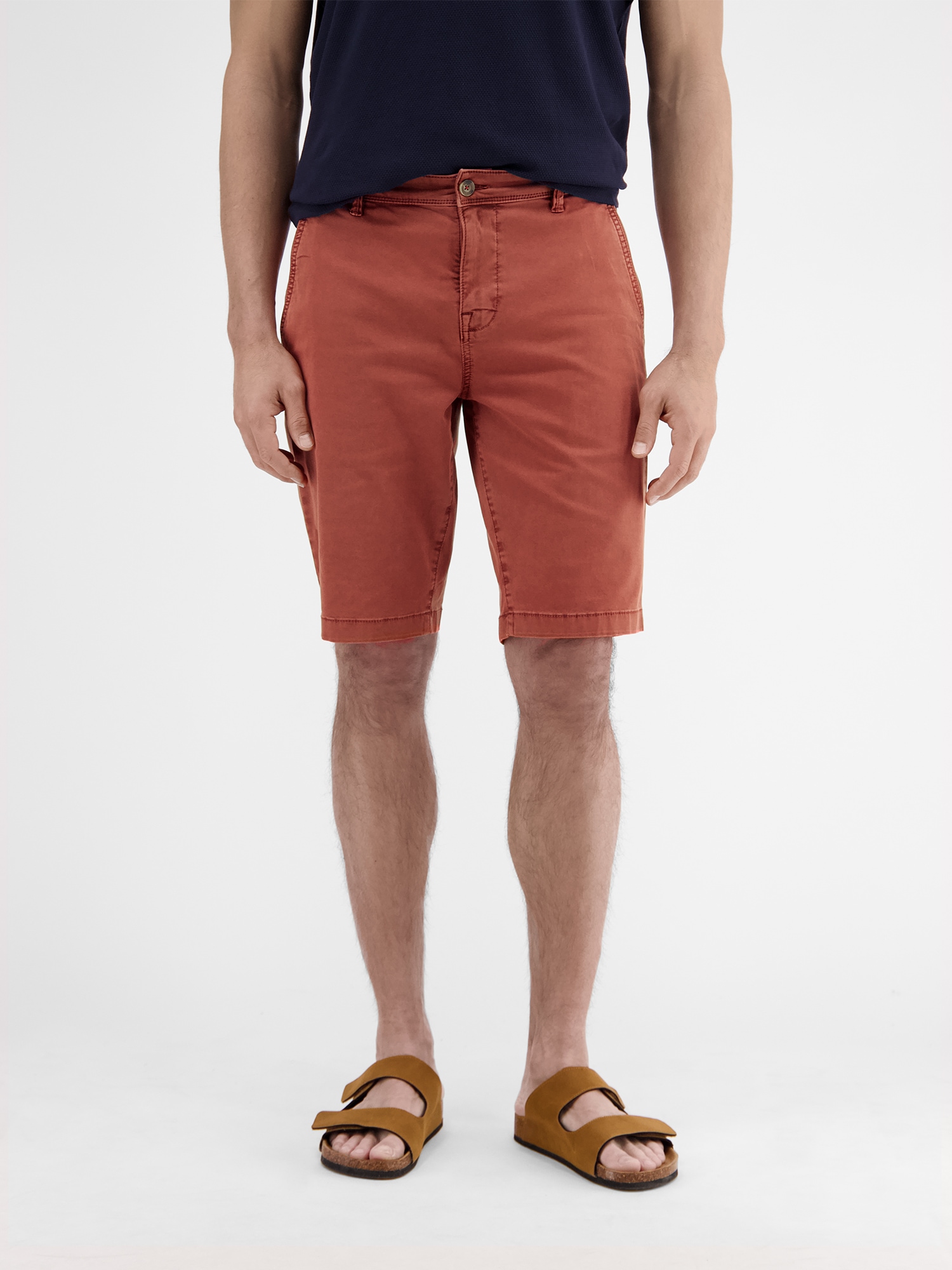 Bermudas LERROS "Stretch-Bermuda, Comfort Fit", Herren, Gr. 40, earth rot, 98% Baumwolle, 2% Elasthan, Hosen Bermudas