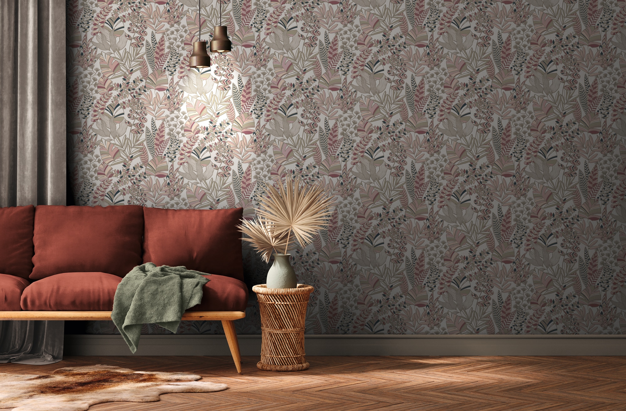 A.S. Création Vliestapete »Antigua Tapete Floral«, matt-gemustert-neutral, Pflanzen Tapete mit Blättern Retro Tapeten Wohnzimmer modern Flur Büro