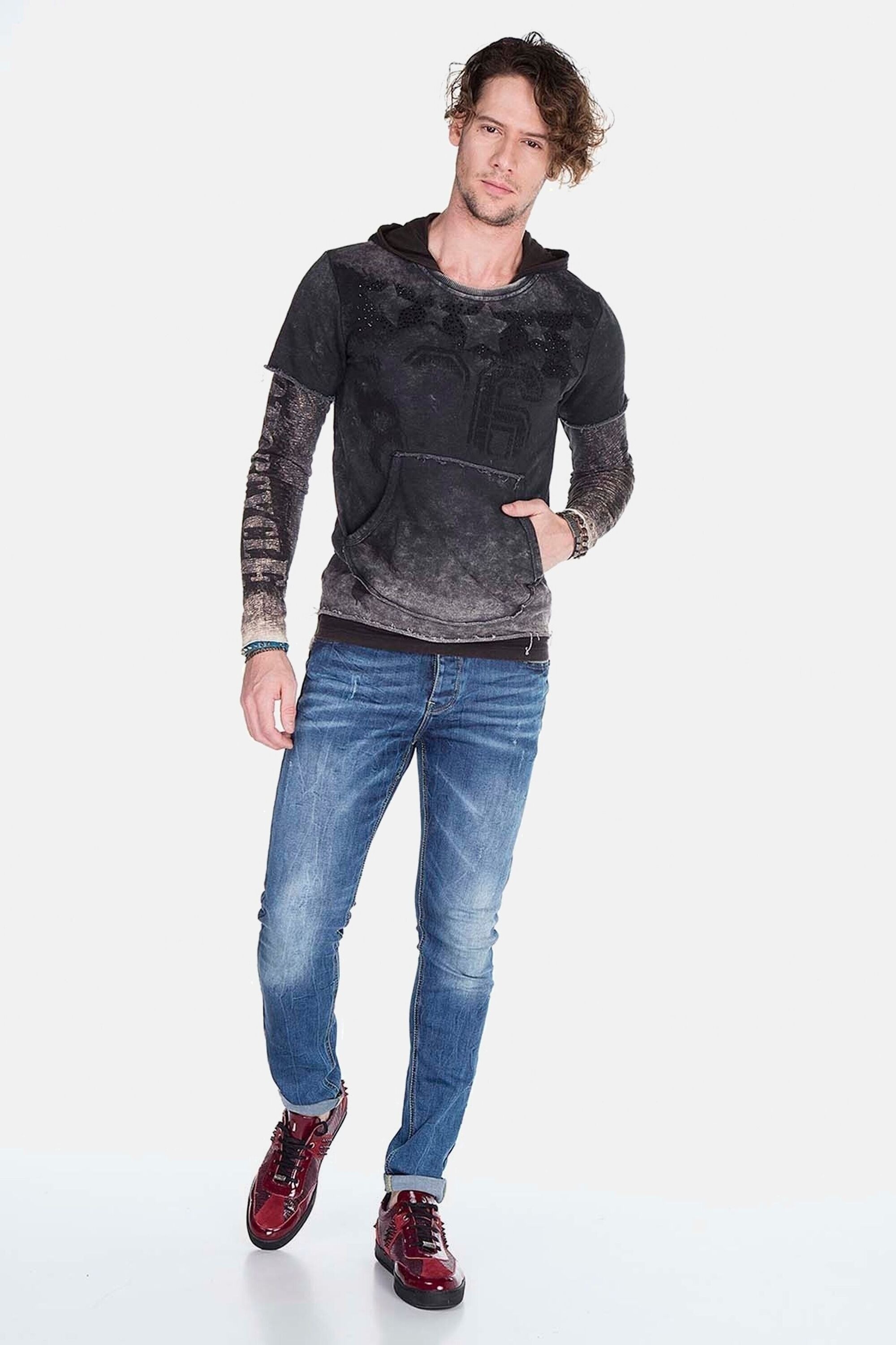 Cipo & Baxx Kapuzensweatshirt »Sweatshirts«, (1 tlg.), im Lagenlook, CL-279