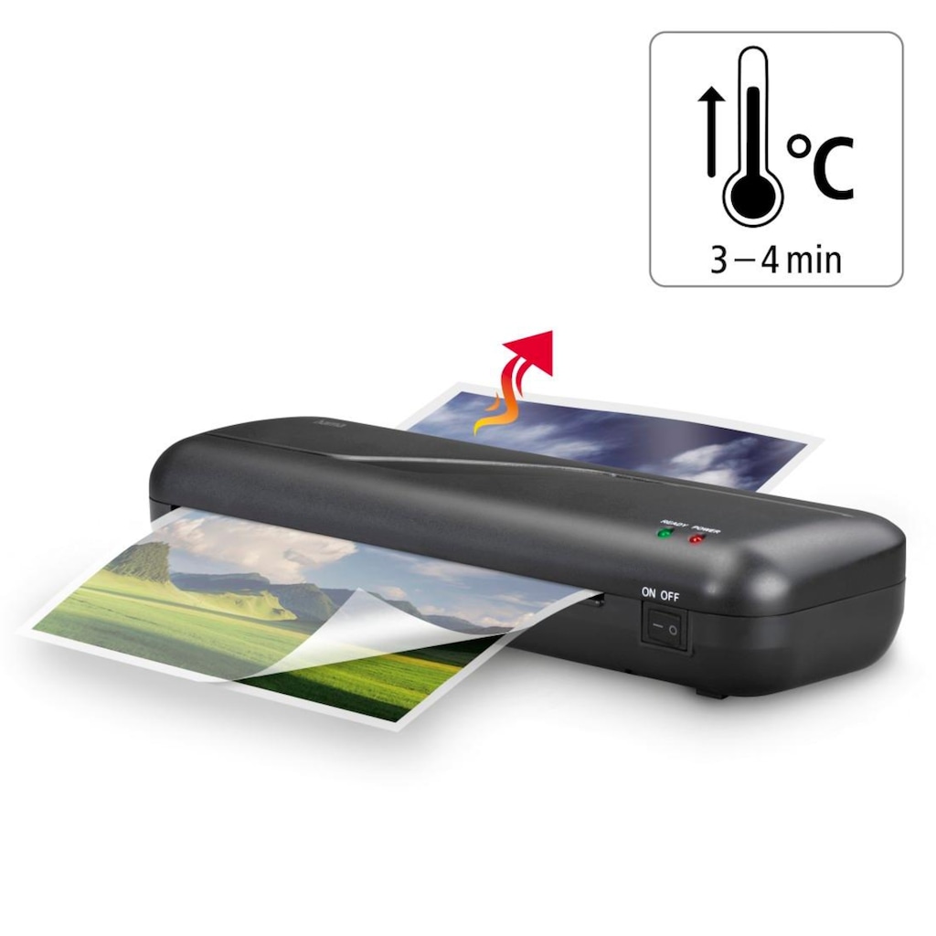 Hama Laminiergerät »Laminator 4in1-Set für DIN A4, 2 Rollen, Tischgerät, schwarz«