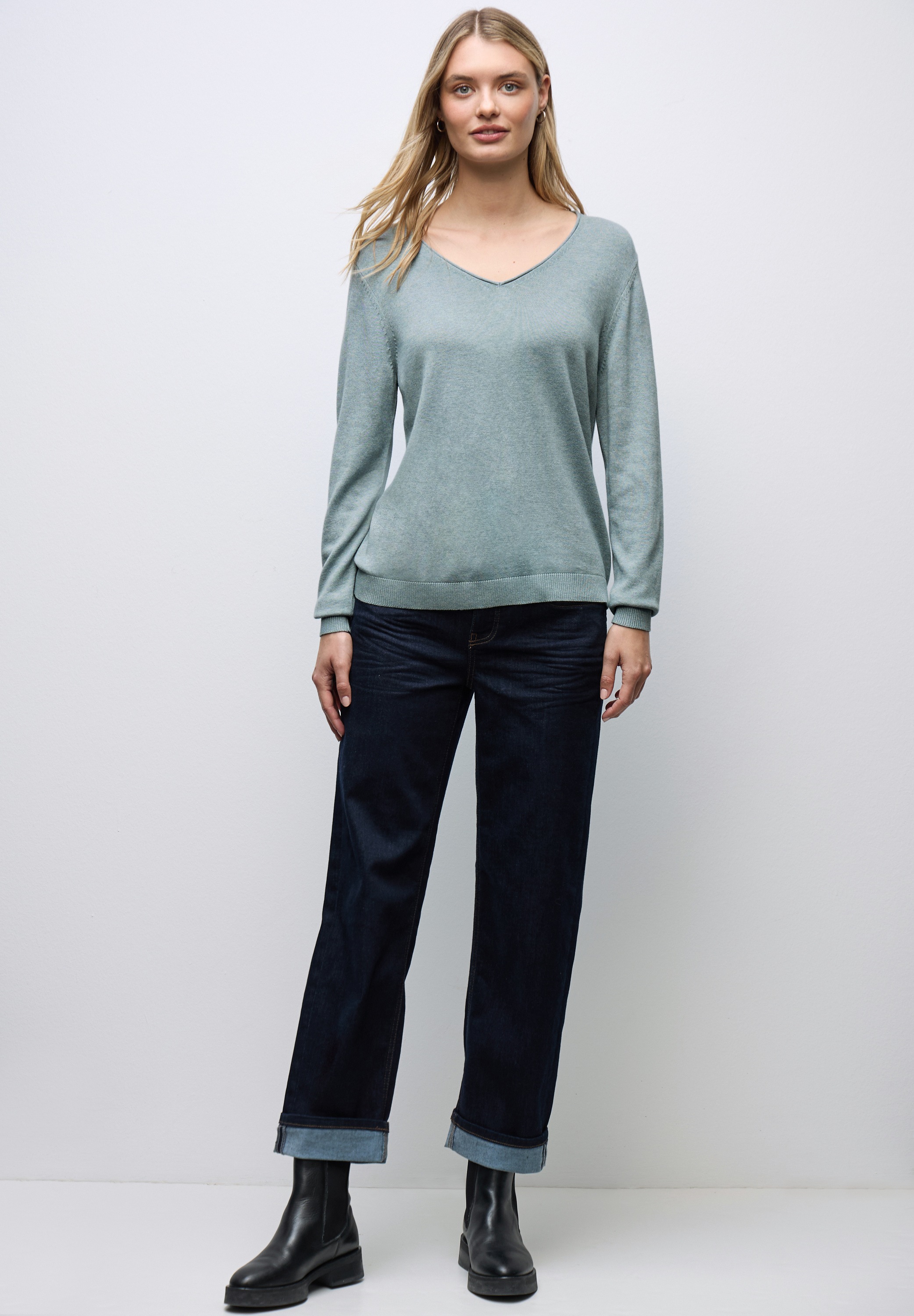 Thumbnail - STREET ONE V-Ausschnitt-Pullover Feinstrick