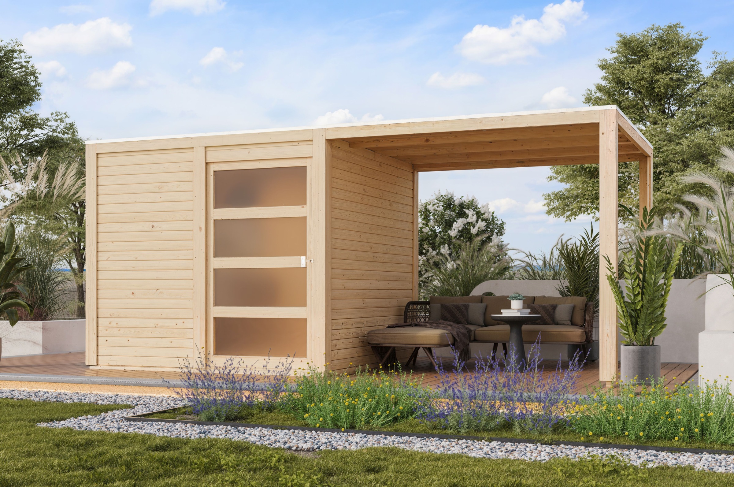 KONIFERA Gartenhaus »Cubus 1« inkl. Anbaudach