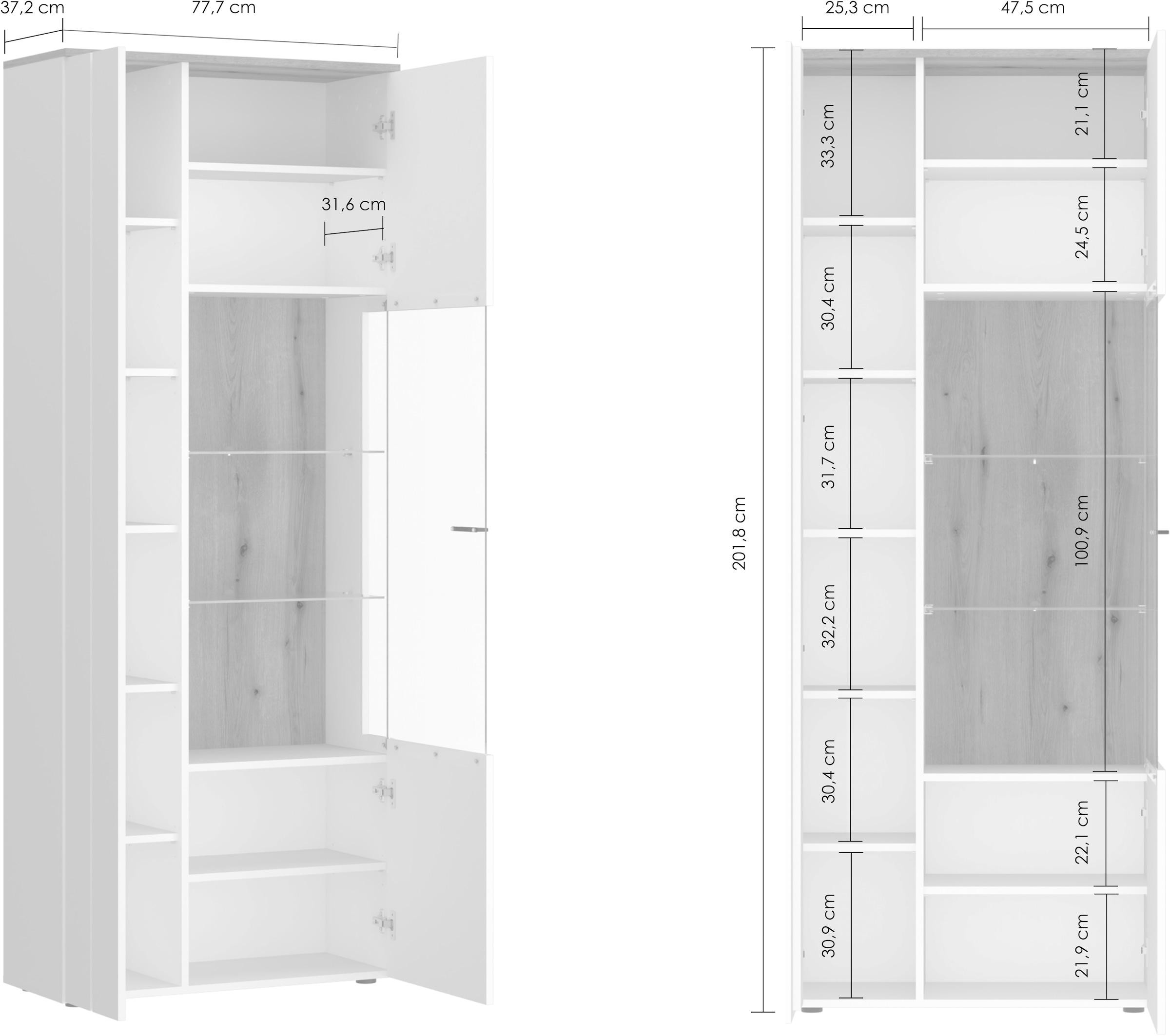 INOSIGN Vitrine »Dalano«, Höhe ca. 202 cm