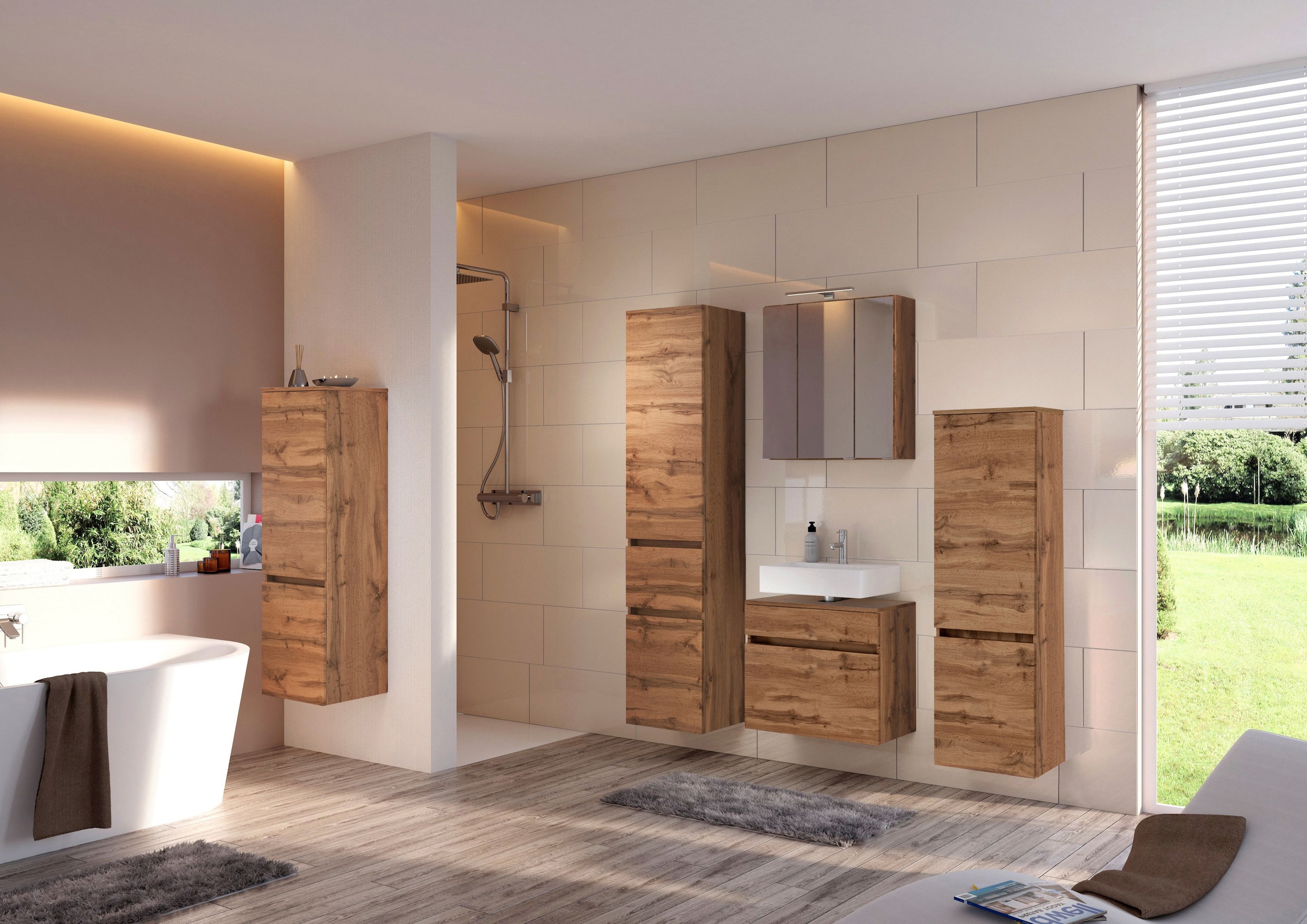 welltime Spiegelschrank »Baabe«, Breite 60 cm, mit 3D-Effekt, dank 3 Spiegeltüren