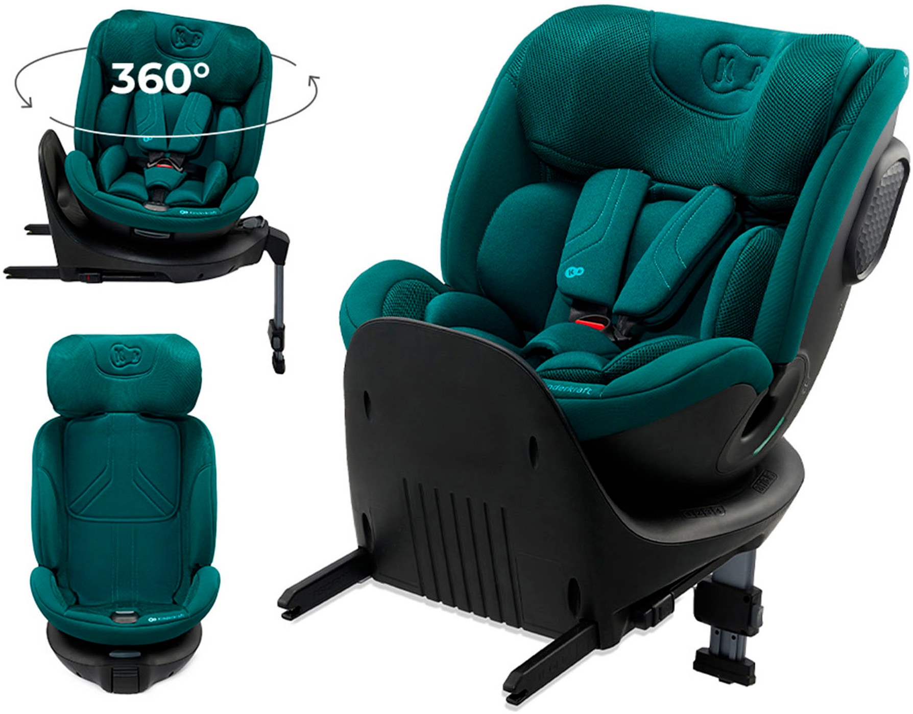 KINDERKRAFT Baby Autokindersitz "XRIDER 2 i-Size"grün, Materialmix, Kindersitze, 360 – drehbarer Kindersitz