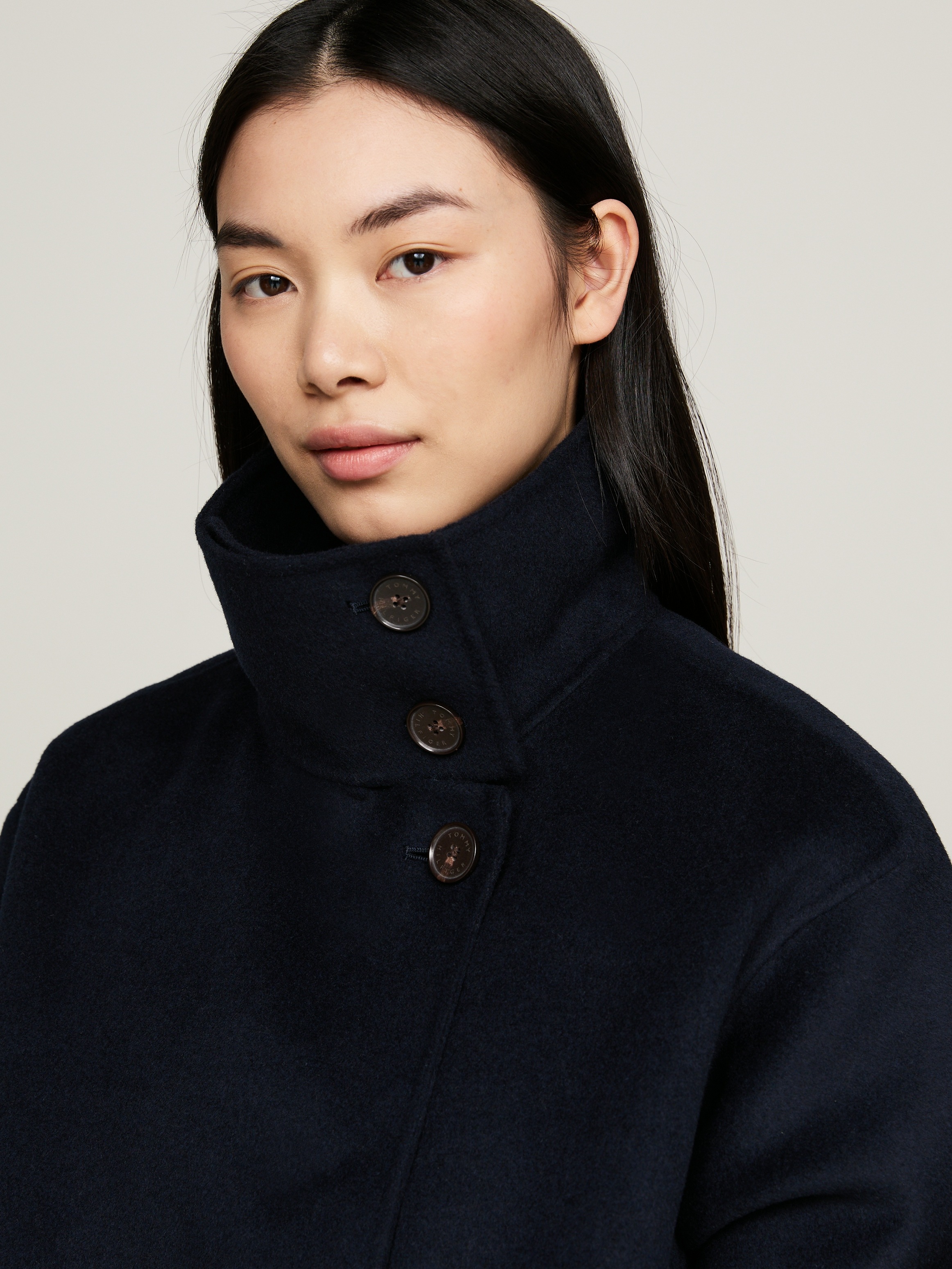 Tommy Hilfiger Outdoorjacke »DF WOOL BLEND FUNNEL JACKET«, mit hochschließendem Kragen
