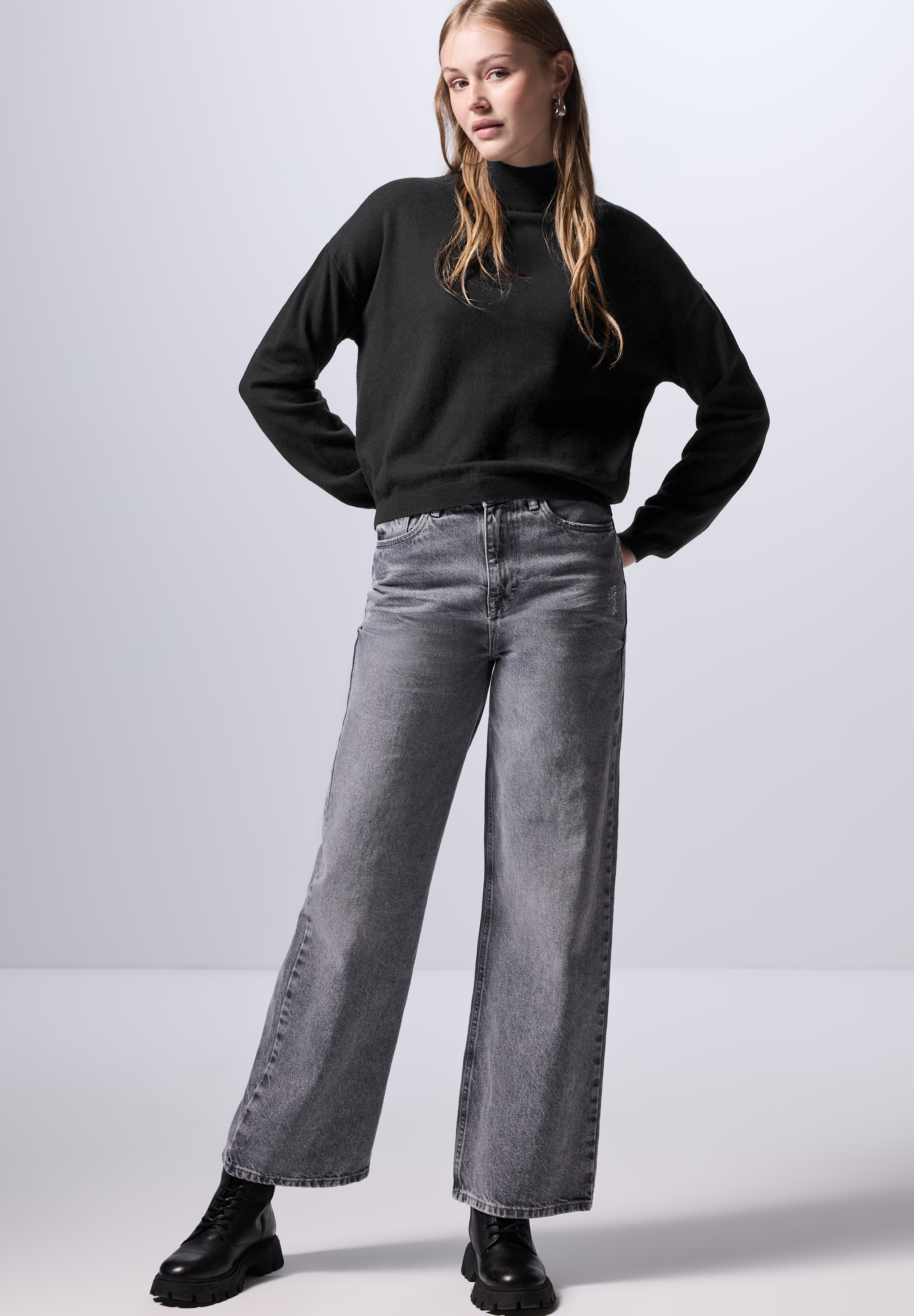 STREET ONE STUDIO Strickpullover, mit Elastiksaum