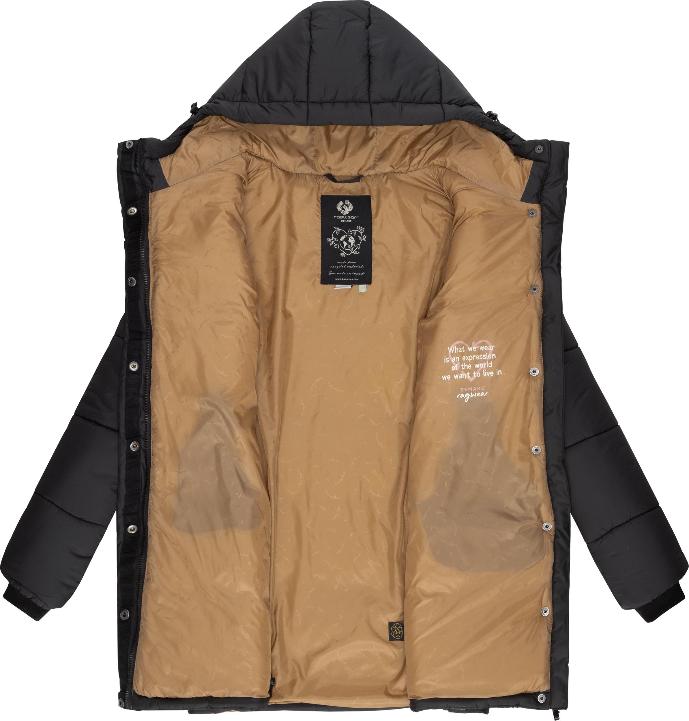 Ragwear Steppmantel »Relive Long Remake«, lange Damen Steppjacke mit Kapuze