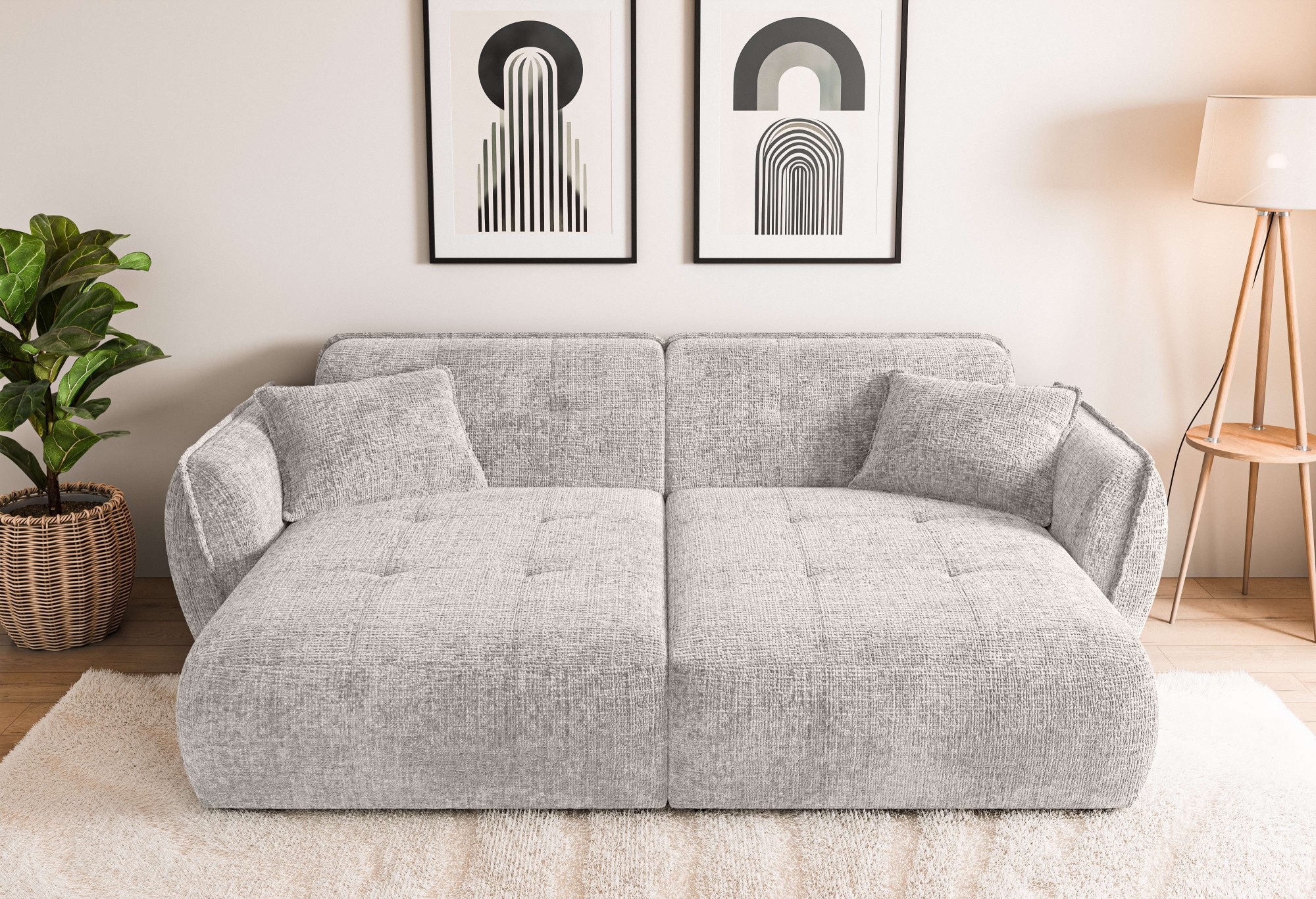 Home affaire Big-Sofa "MIRELDA Design-Sofa mit Steppungen, extra tief, Breite 251 cm" Sitztiefe 123cm, elegant und bequem, 2 Zierkissen, belastbar bis 480kg