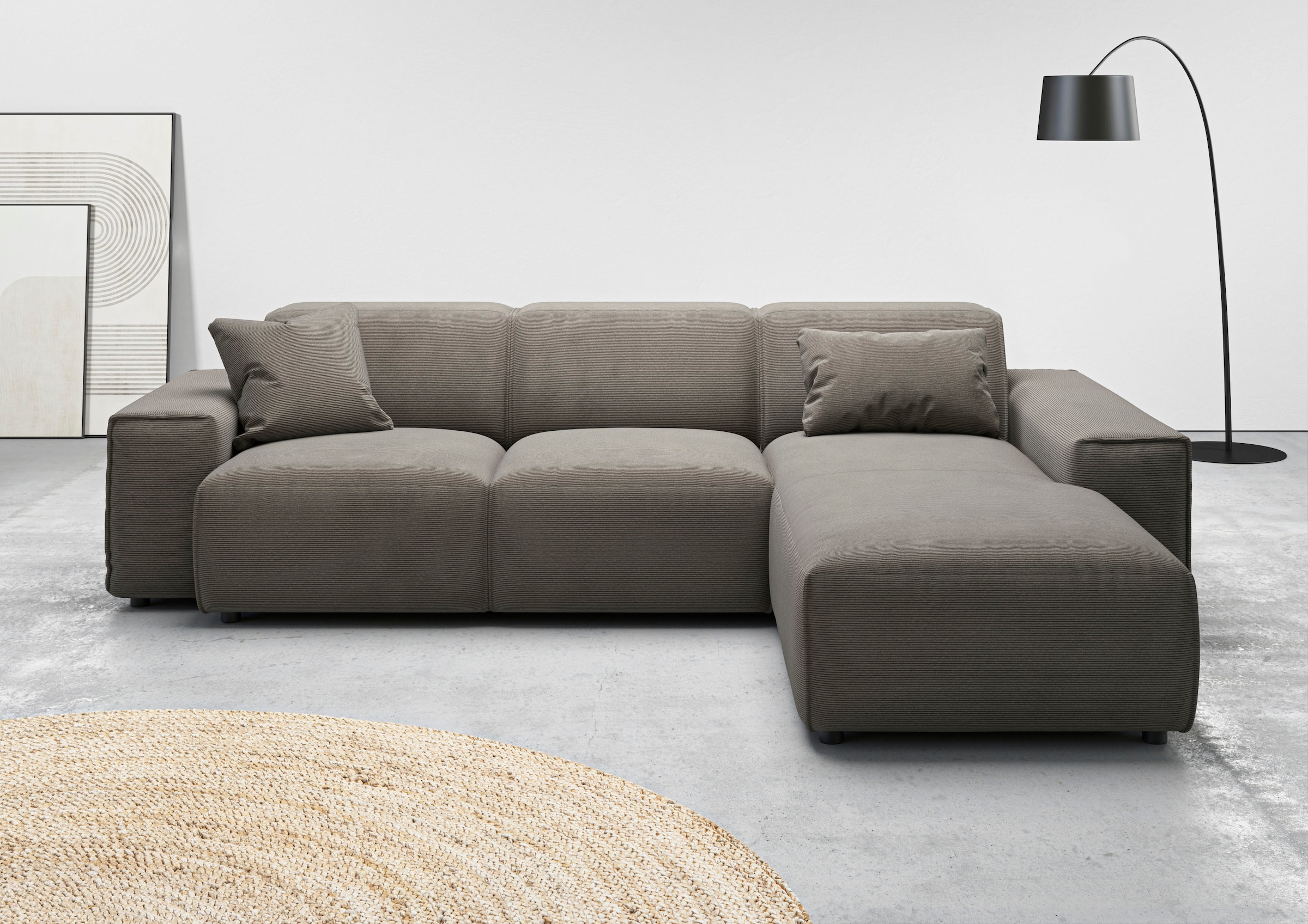 Home affaire Ecksofa "Glimminge L-Form auch in Breitcord, Feincord + Easy care-Bezug," Breite 264, Zierkissen