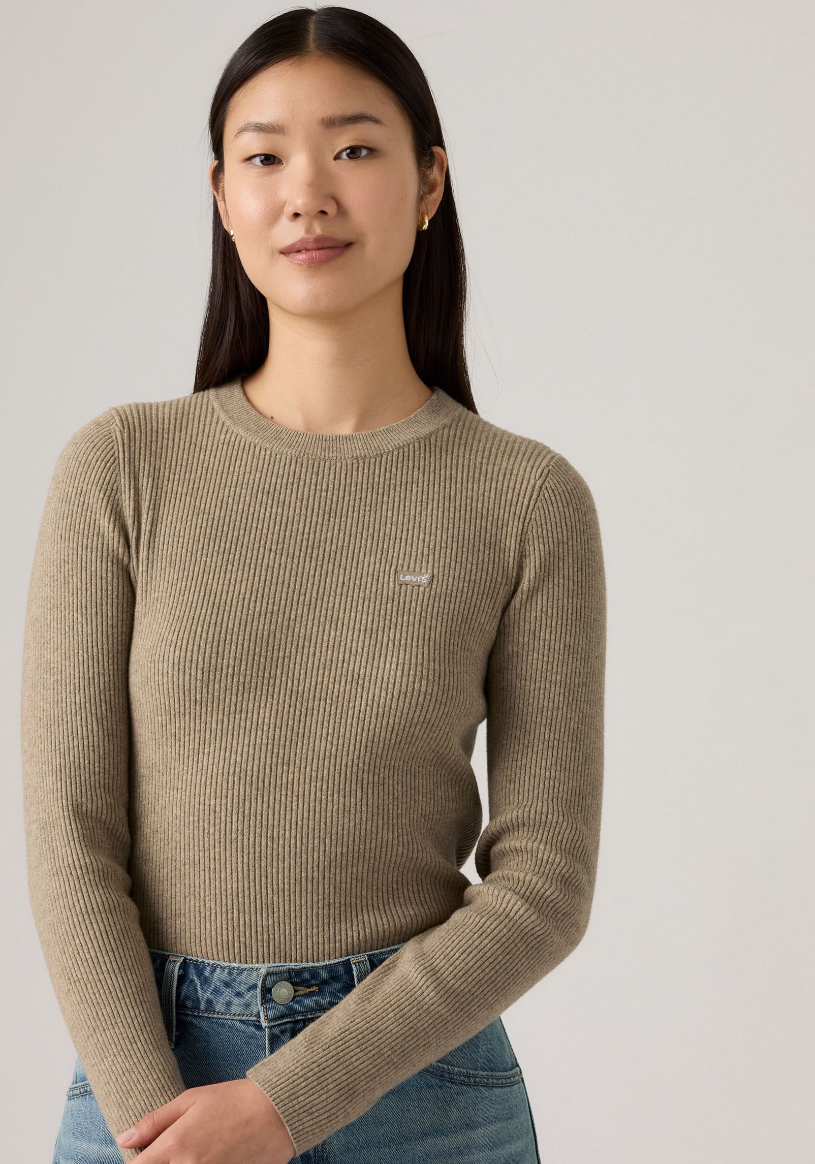 Levis Rundhalspullover "RIB CREW SWEATER" Geripptes Strickmuster günstig online kaufen