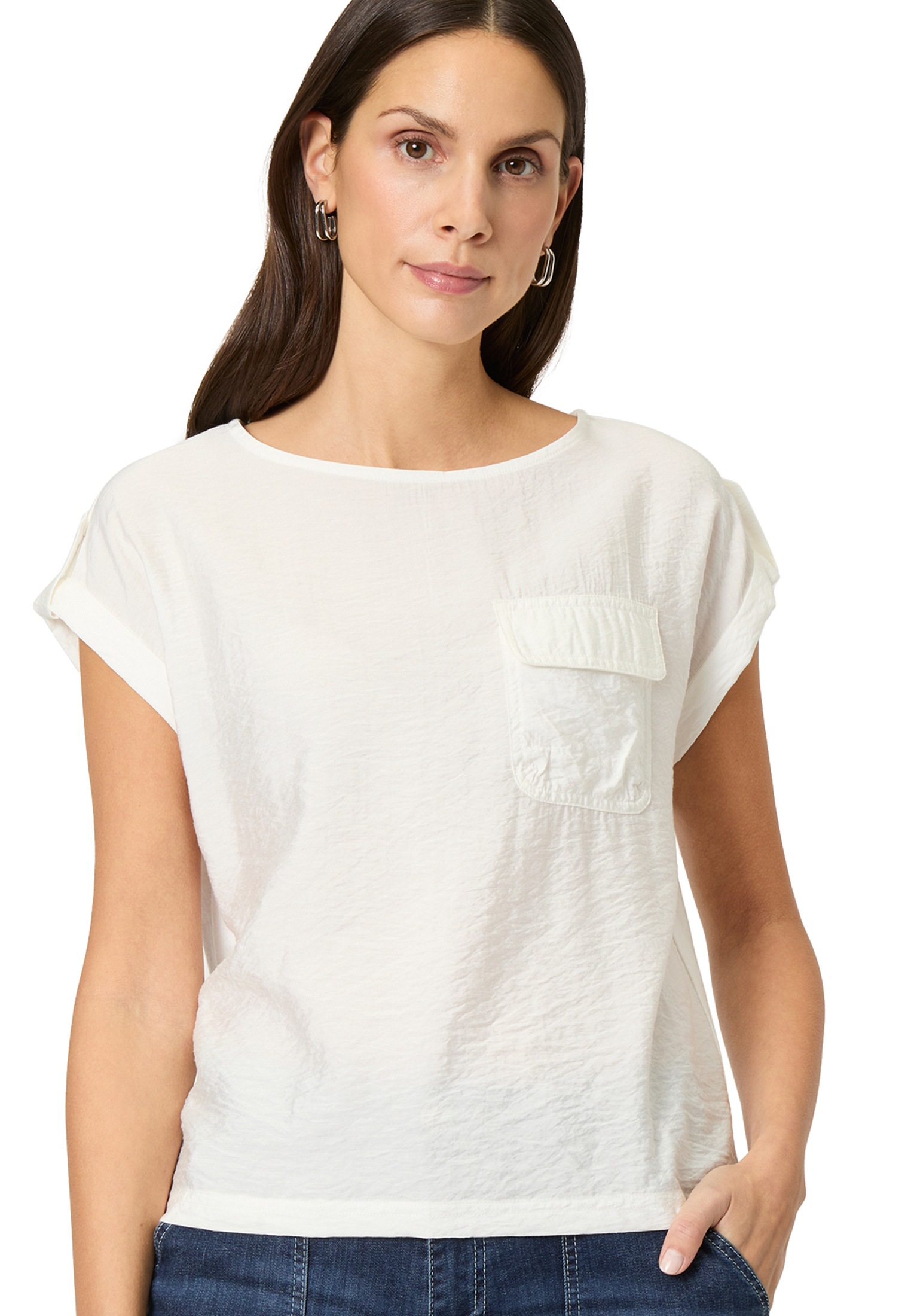 Zero Kurzarmshirt "zero Damen Shirt mit Klappentasche", (1 tlg.), weiteres günstig online kaufen
