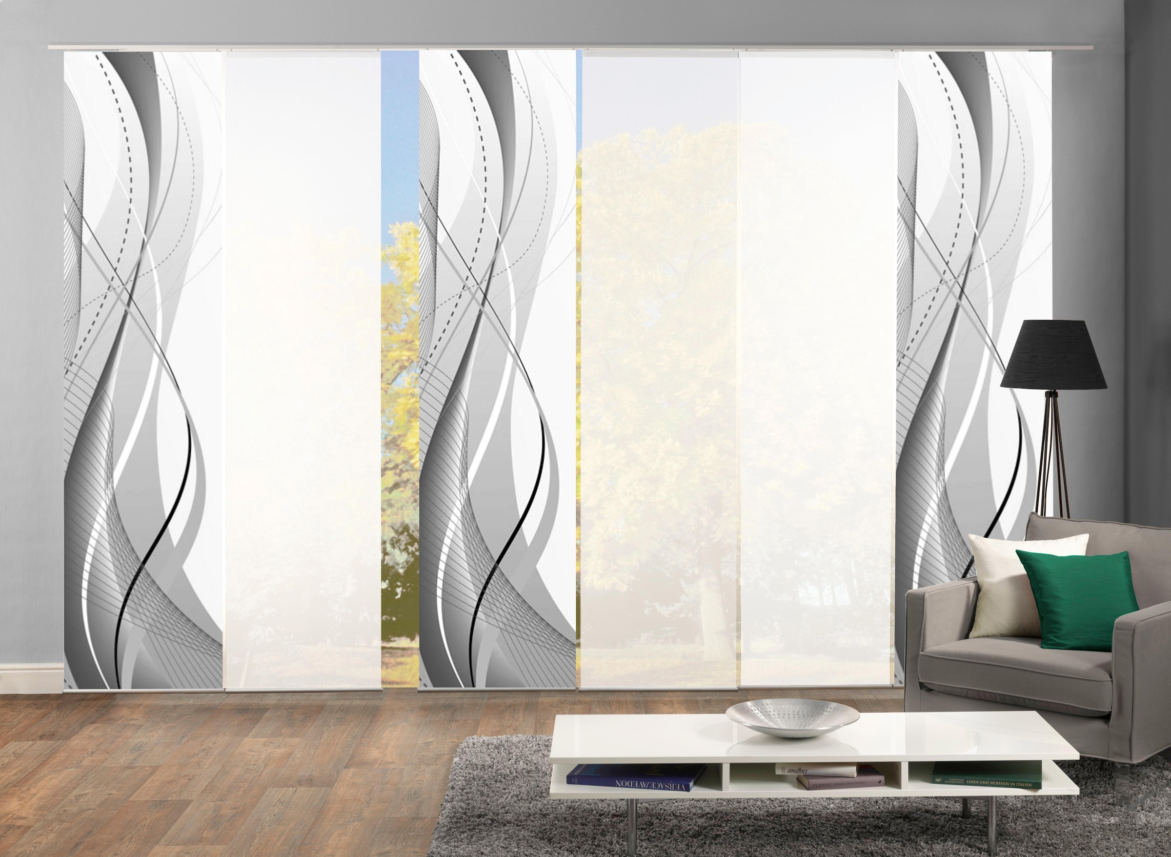 HOME WOHNIDEEN Schiebegardine "WUXi" Klettband 6 Stk. tlg. HxB: 245x60, ink günstig online kaufen