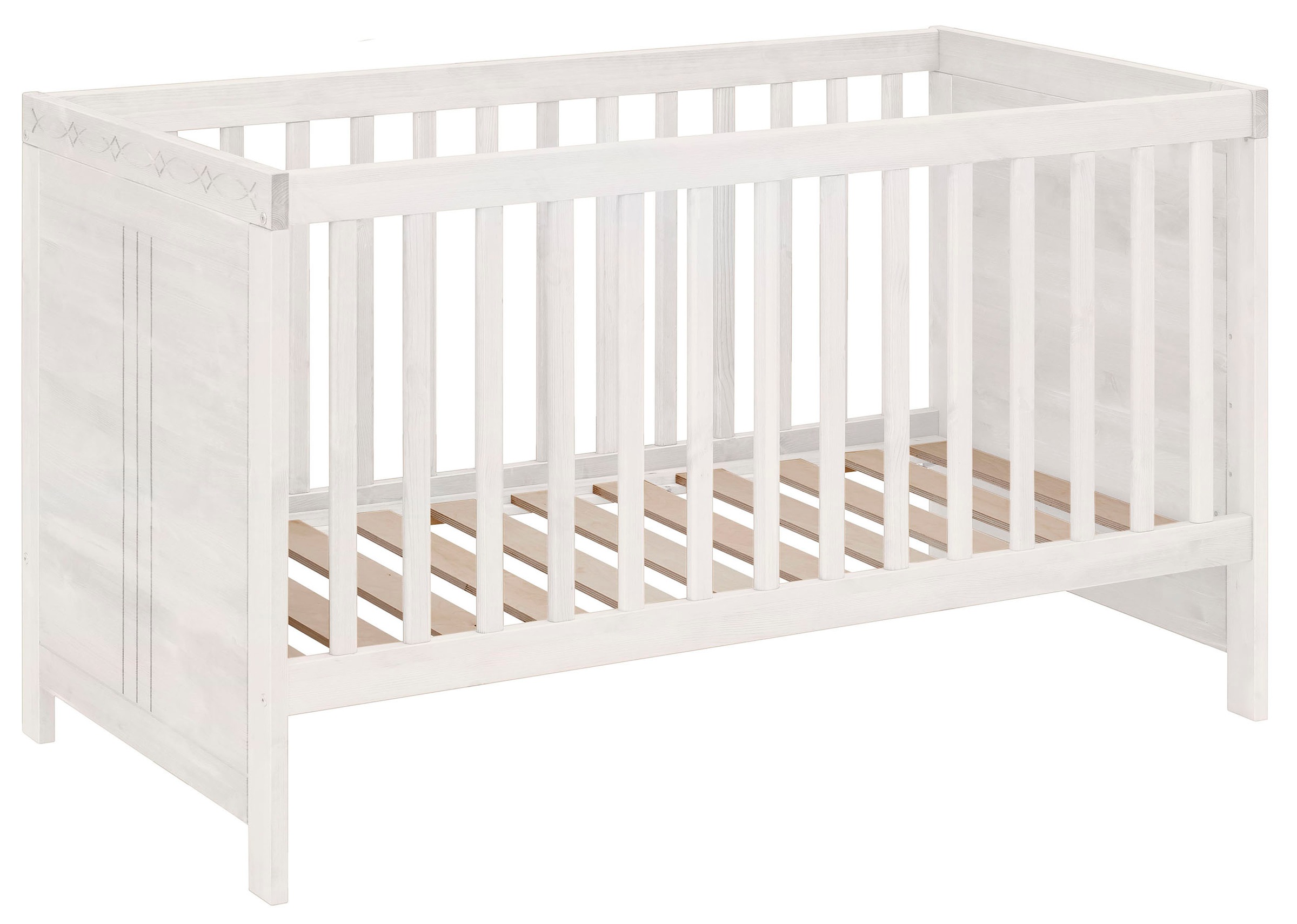 Thumbnail - Lüttenhütt Babybett "Indra, Schlupfsprossen, 4-fach verstellbare Liegehöhe,", FSC zertifiziertes Massivholz, Landhaussti...