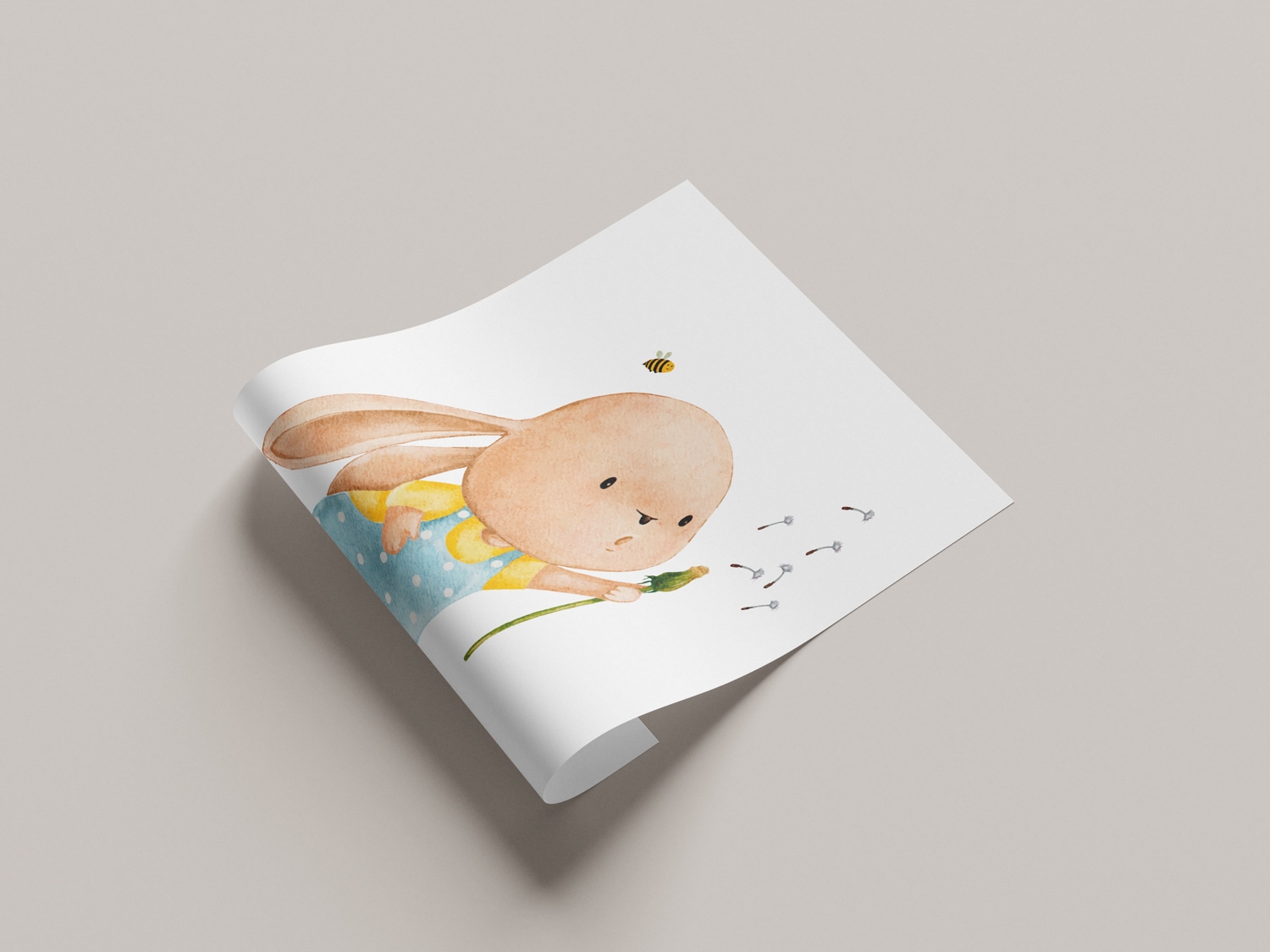 Lüttenhütt Bild mit Rahmen »oder Poster, Hase mit Pusteblume«, Fantasy-Hase-Hasen-Tiere, (1 St.), HD Premium Druck