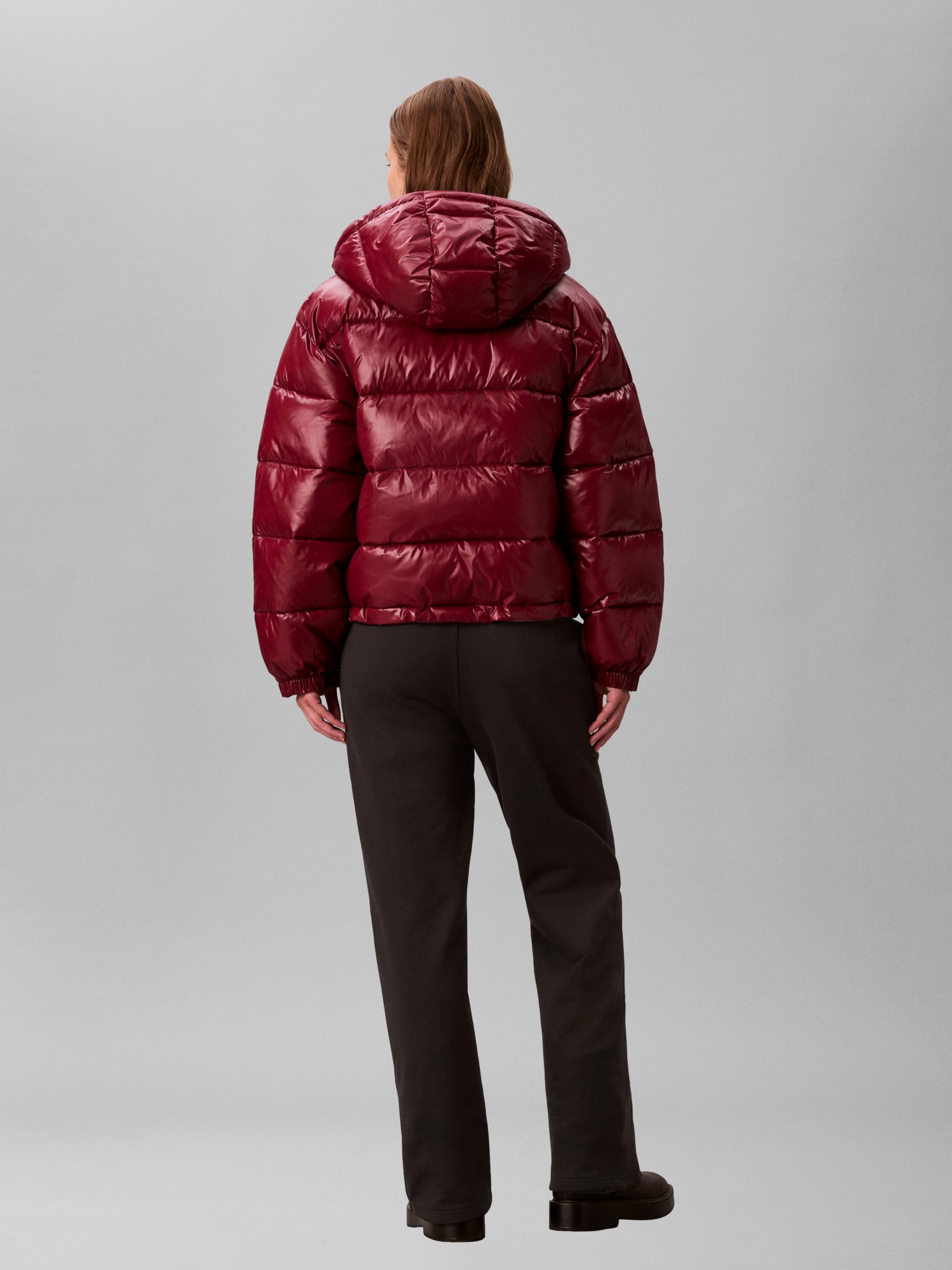 Calvin Klein Jeans Steppjacke »SHINE PUFFER« mit Kapuze regular fit, mit Kapuze, glänzendes Material