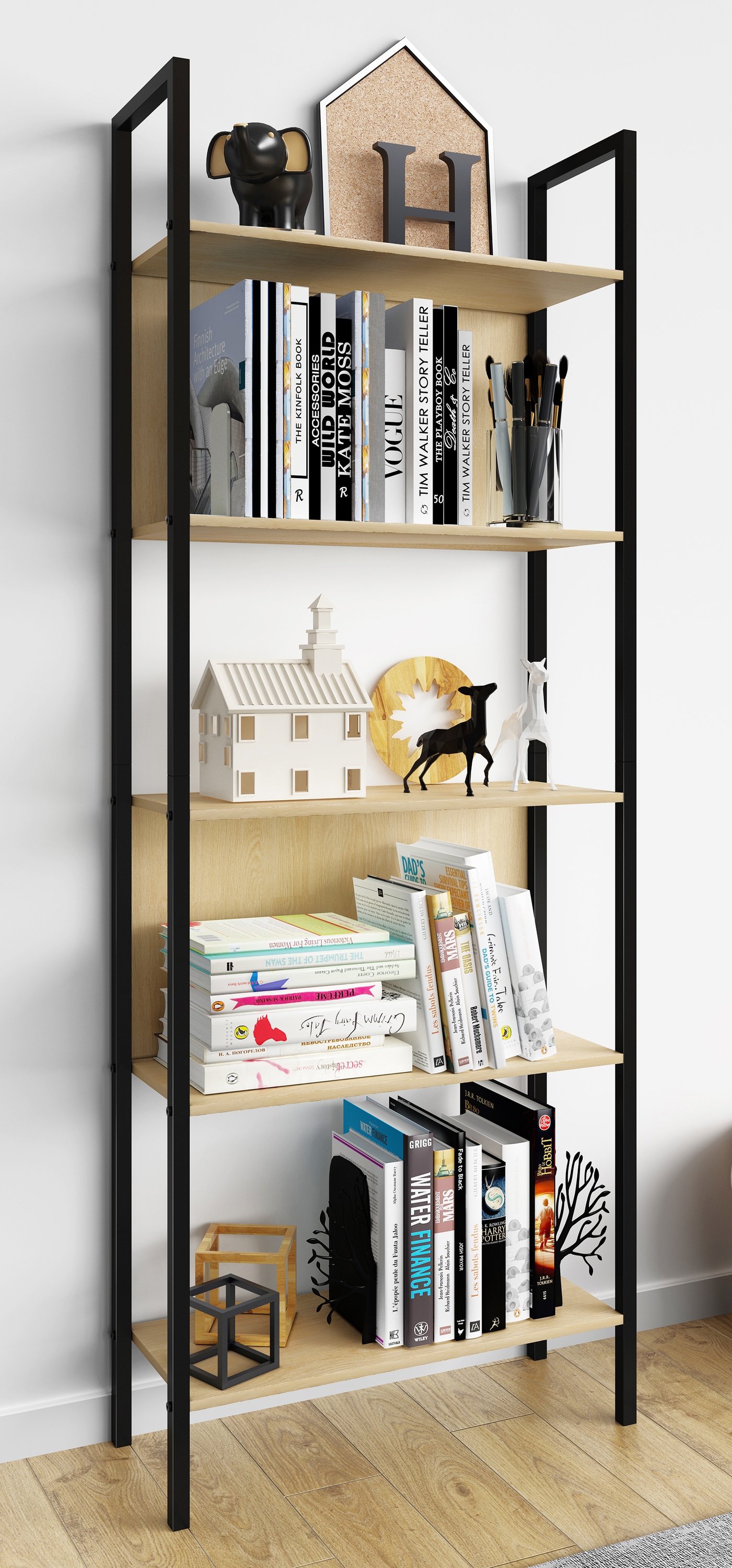 VCM Standregal »Holz Metall Stand Regal Büro Bücher Flakos 5fach«