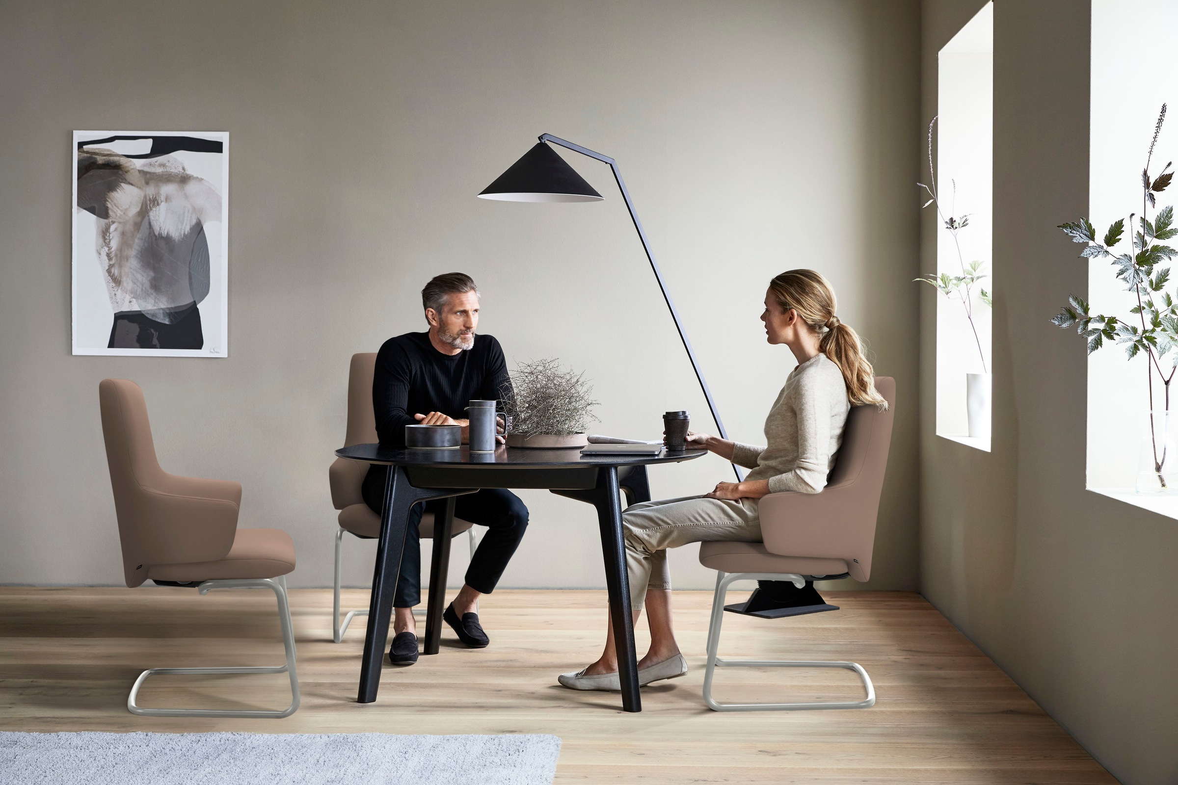 Stressless® Polsterstuhl »Laurel«, Leder BATICK, High Back mit Armlehne, Größe L, mit Beinen aus Stahl in Chrom matt