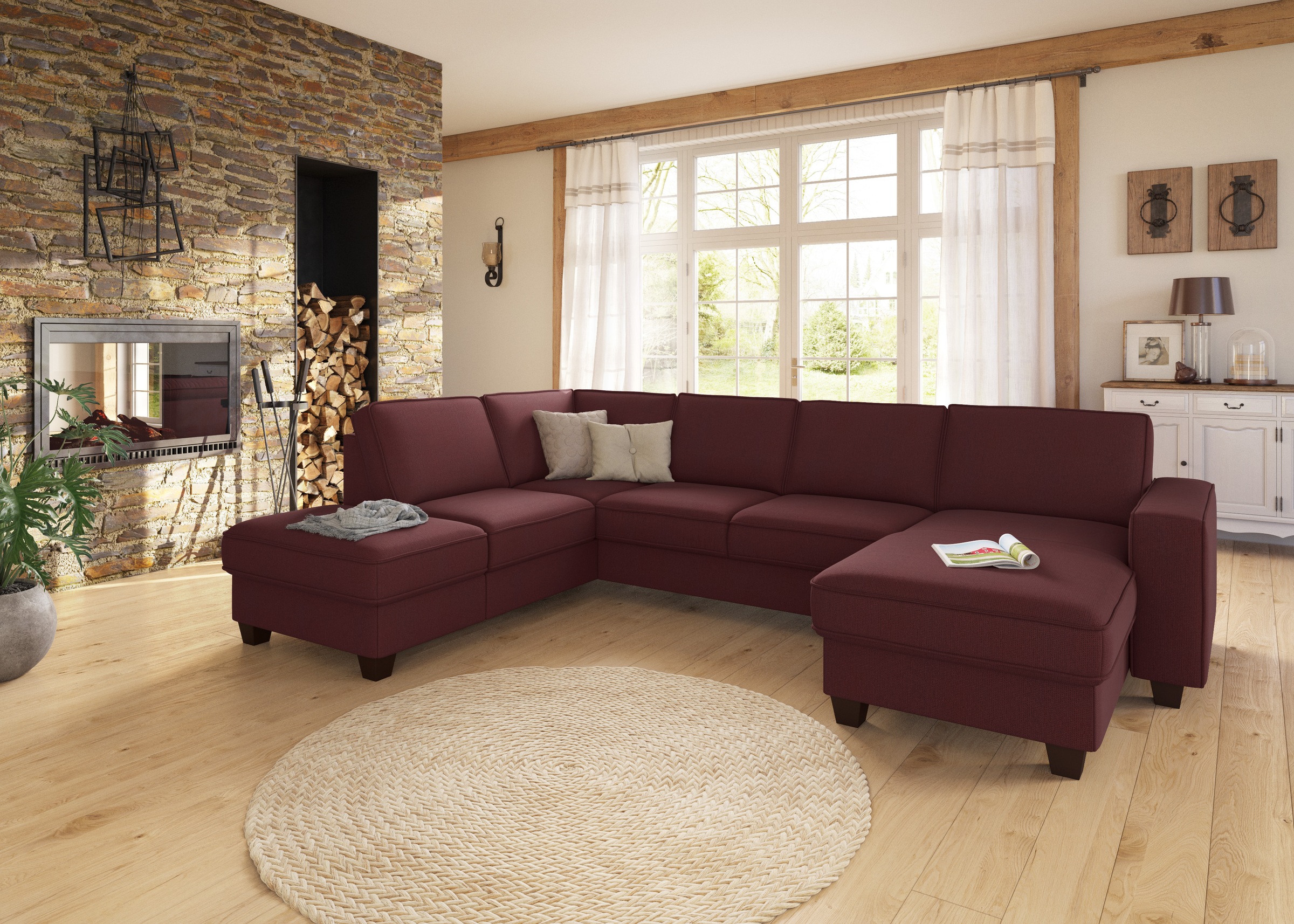 Home affaire Wohnlandschaft "County U-Form" wahlweise Ottomane links oder r günstig online kaufen