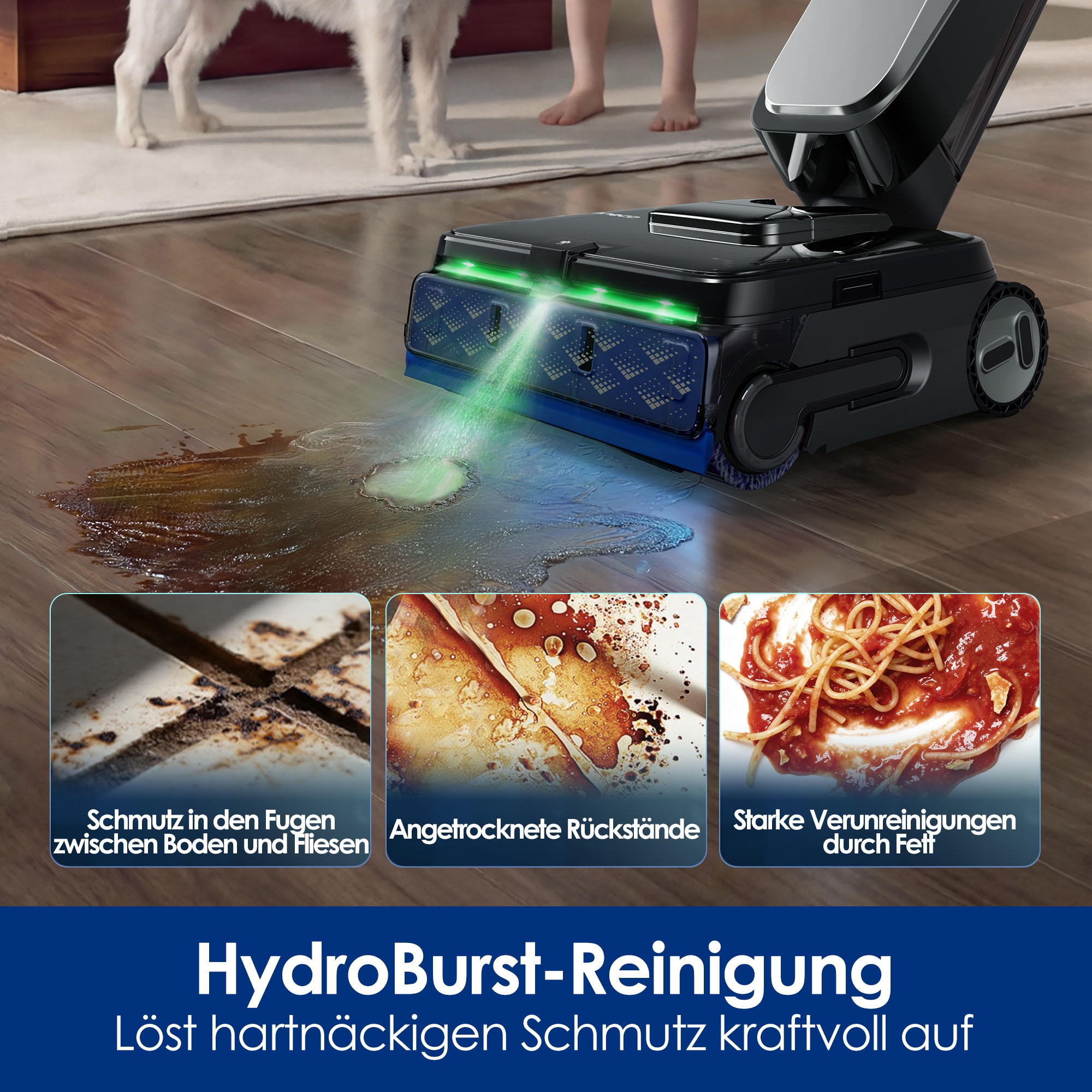 Tineco Nass-Trocken-Sauger »FLOOR ONE Station S9 Scientist mit 5L Frischwasser-Station, 25.000 Pa« 110°C Heißluft-Trocknung, 70 Min Laufzeit, 60°C Heißwasser Reinigung