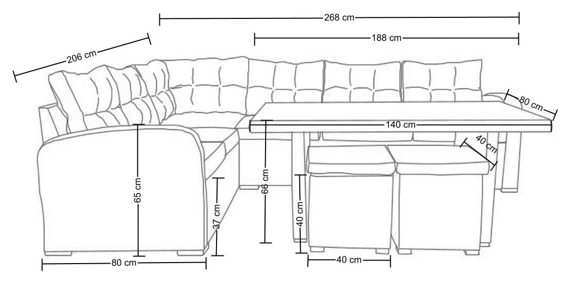 Destiny Gartenlounge-Set »SANTA PONSA«, (20 tlg., 2x Schenkel, 2x Hocker, 1x Tisch, inkl. Auflagen), Aluminium, Polyrattan