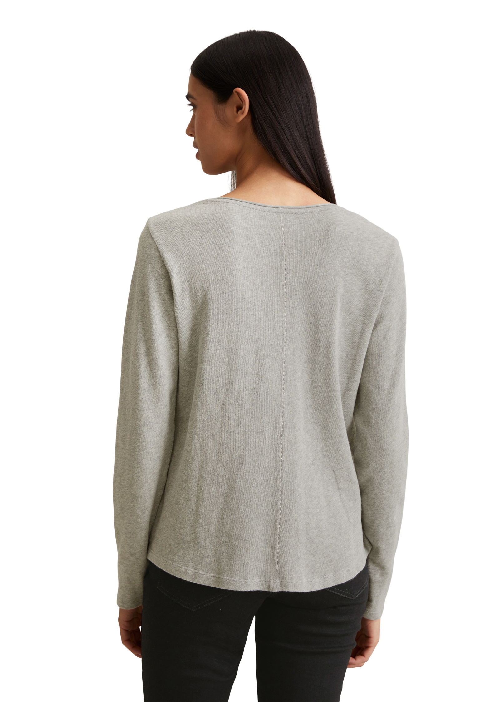 Marc O'Polo DENIM Langarmshirt mit Rollkante am V-Ausschnitt