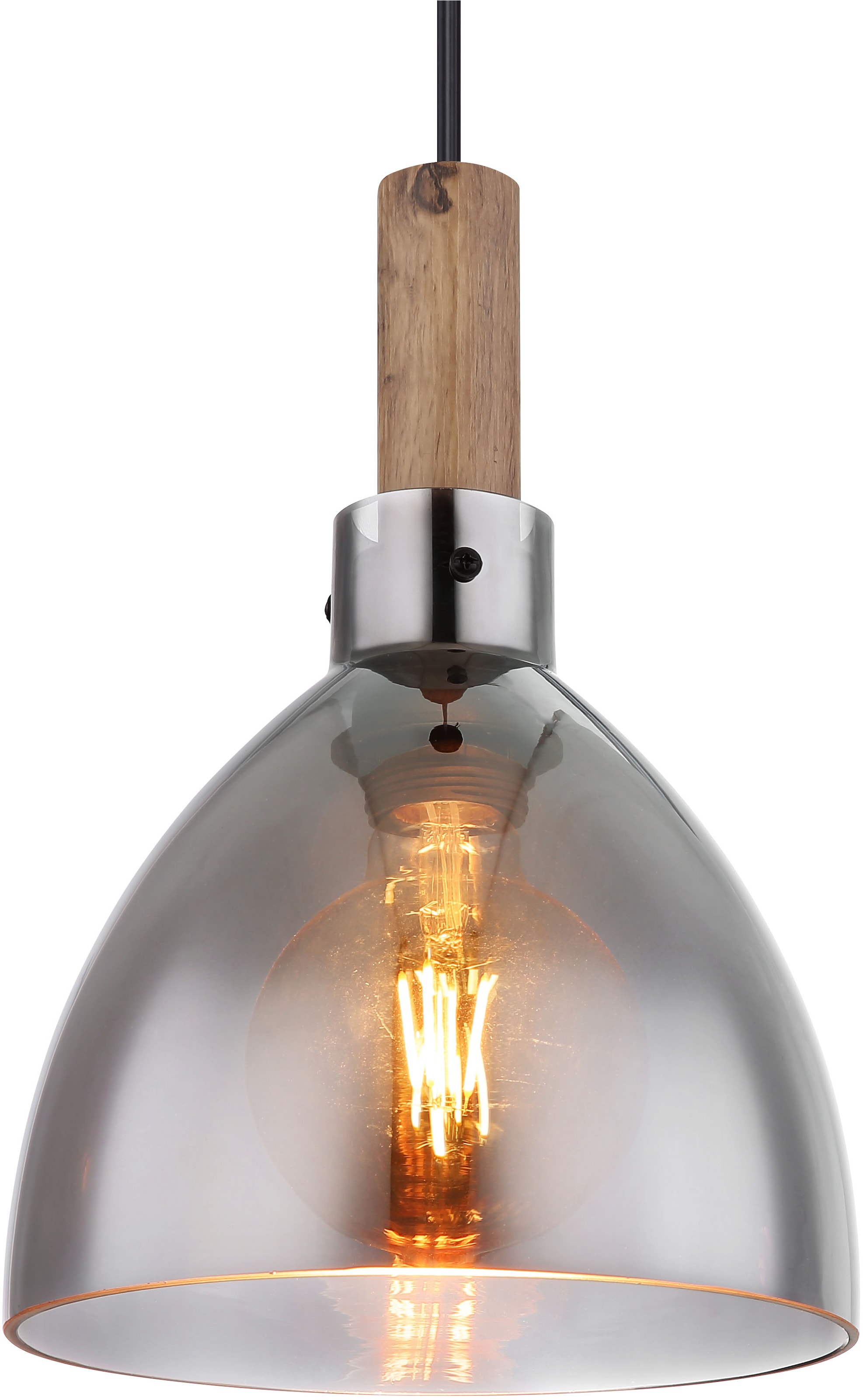GLOBO LIGHTING Hängeleuchte »MATTEA«, Leuchtmittel E27 | ohne Leuchtmittel, Hänelampe/Pendelleuchte/Glas rauchfarben/Wohnzimmer/Esszimmer