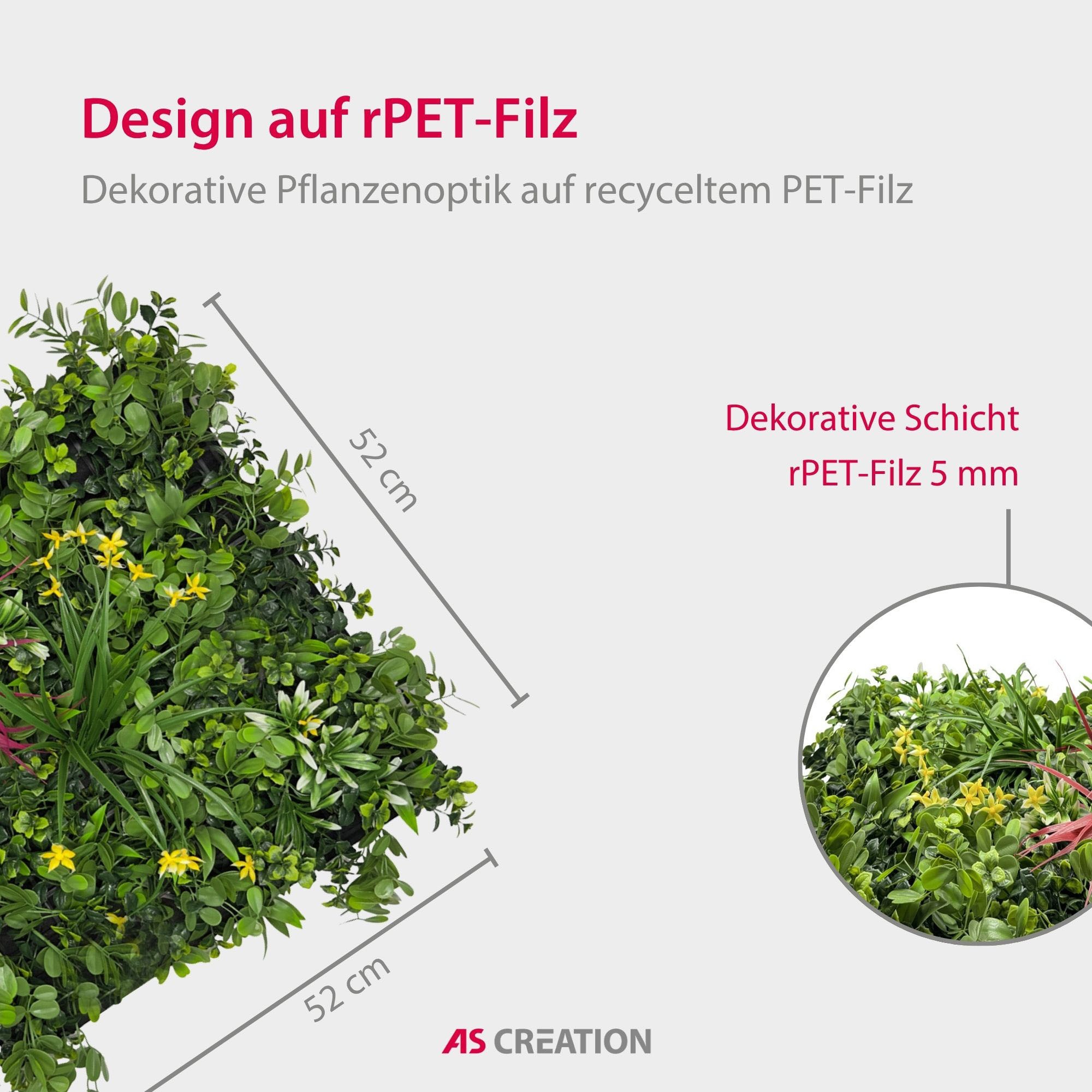 Architects Paper 3D Wandpaneel »A.S. Création Modular Wall Wandpaneel Pflanzenoptik« 1 tlg. Kunstpflanzen auf rPET-Filz für farbstarke botanische 3D-Wände