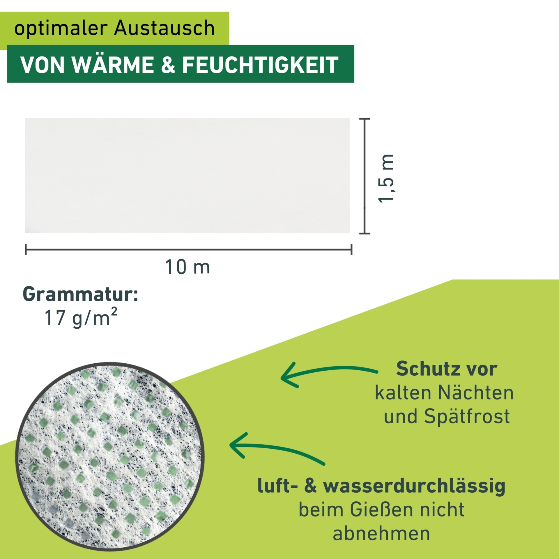 Windhager Gartenvlies »Standard für gesundes Wachstum, Gartenfolie« 1 Stk. tlg. Abdeckvlies erhältlich in 5 x 1,5 m oder 10 x 1,5 m, 17 g/m², weiß