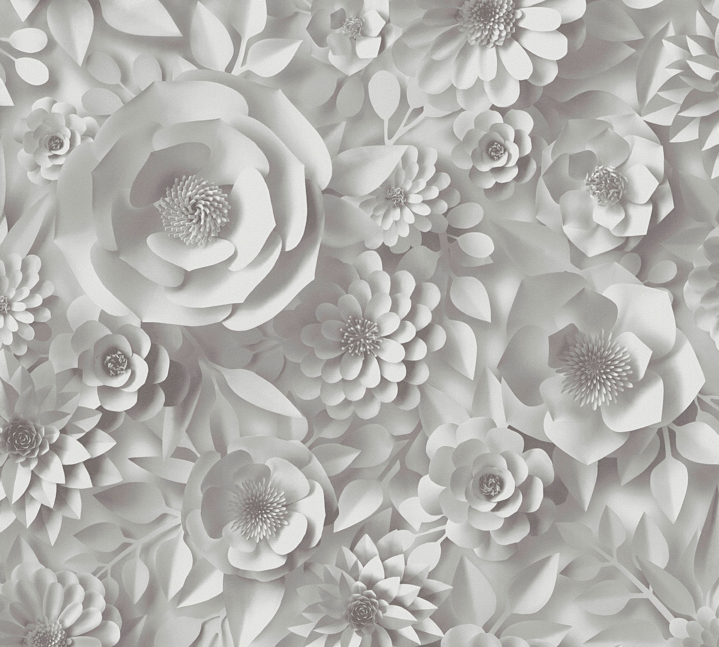 A.S. Création Vliestapete »PintWalls Blumen 3D Optik«, matt-gemustert-neutral, Blumenwand Tapeten Wohnzimmer Schlafzimmer Küche modern Flur Design