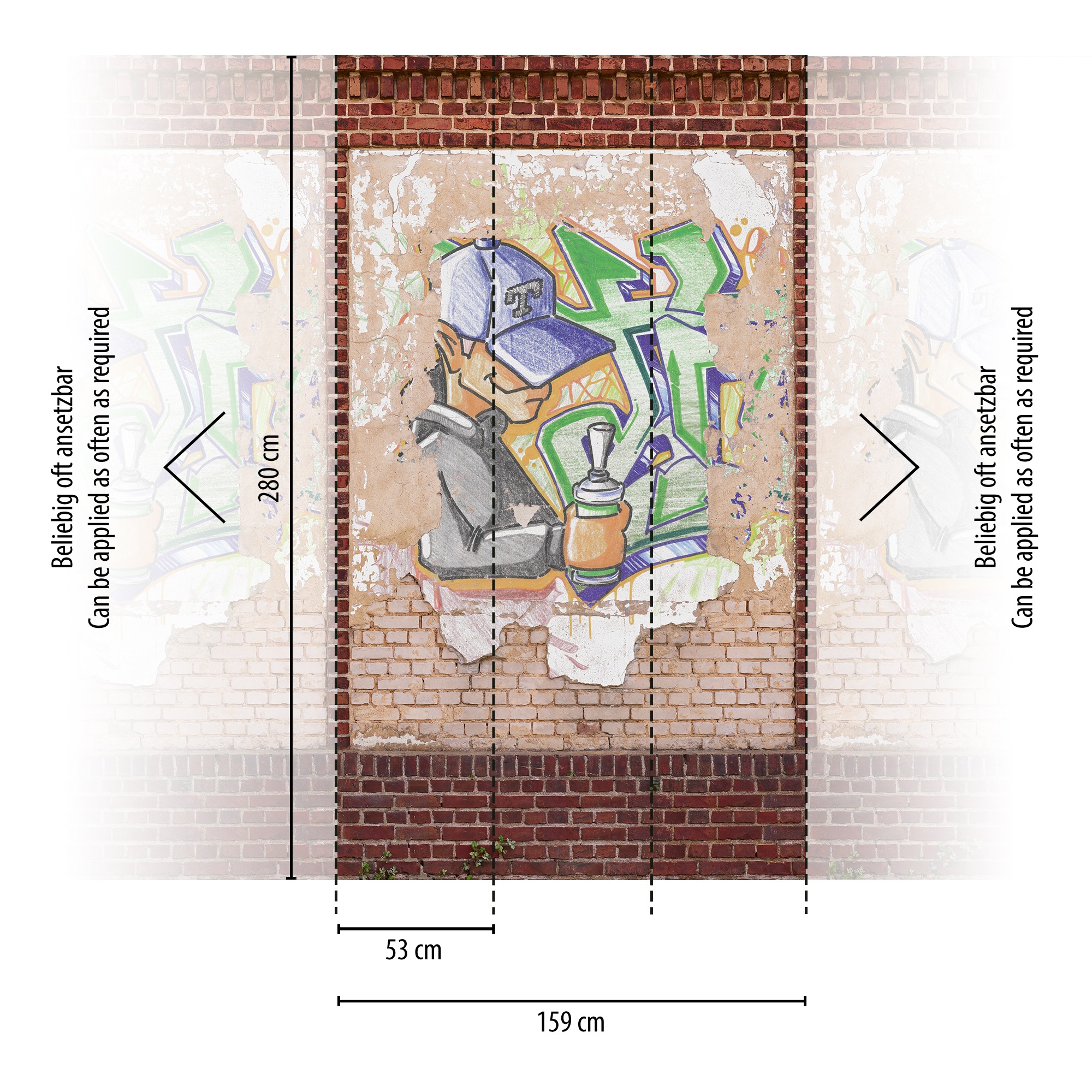 living walls Fototapete, matt-gemustert-neutral, Graffiti Steinwand Tapeten Wohnzimmer Schlafzimmer Küche Design Optik