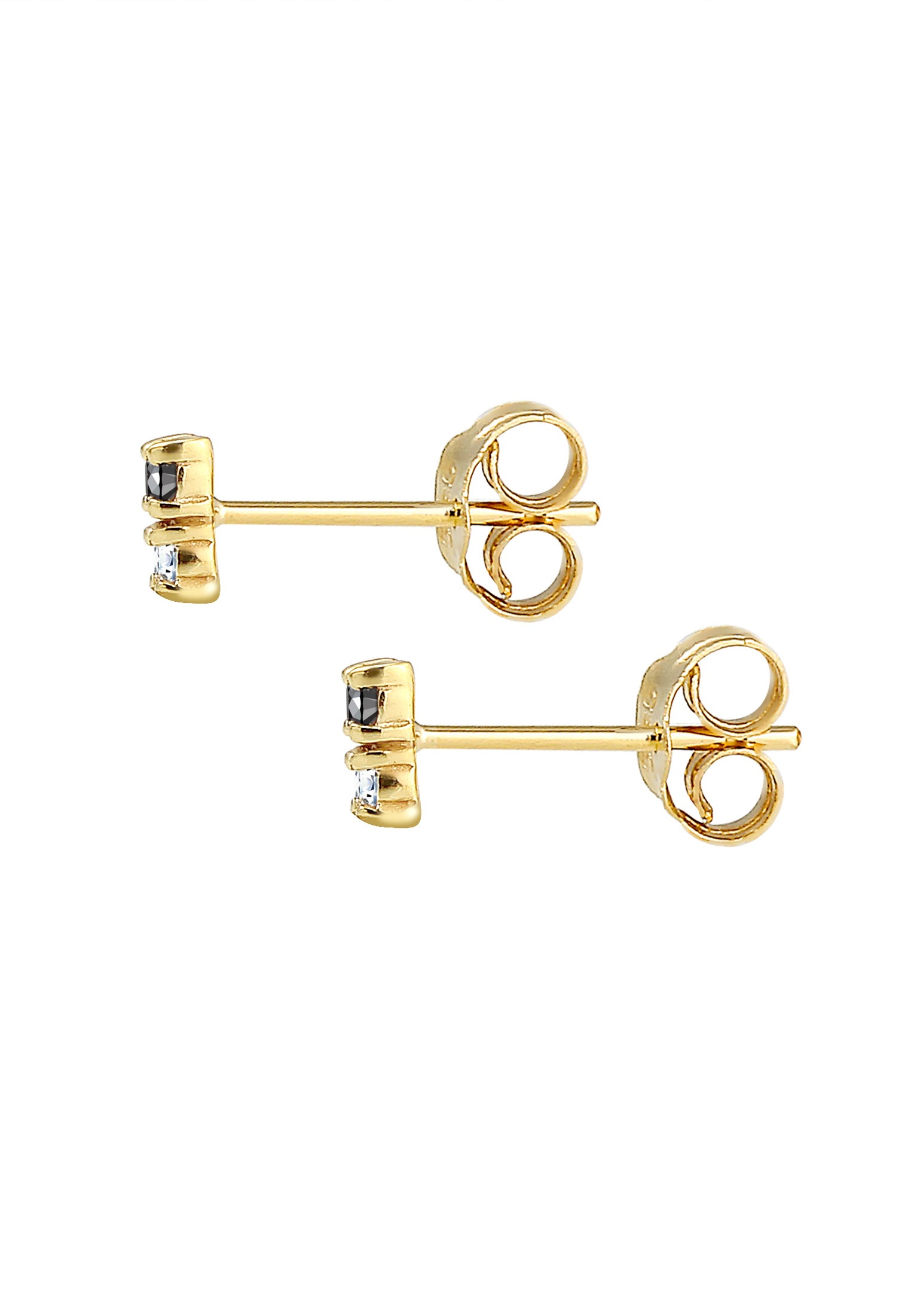 Elli DIAMONDS Paar Ohrstecker »Ohrstecker Bi-Color Schwarz Weiß Diamant (0.12 ct.) 375 Gold«
