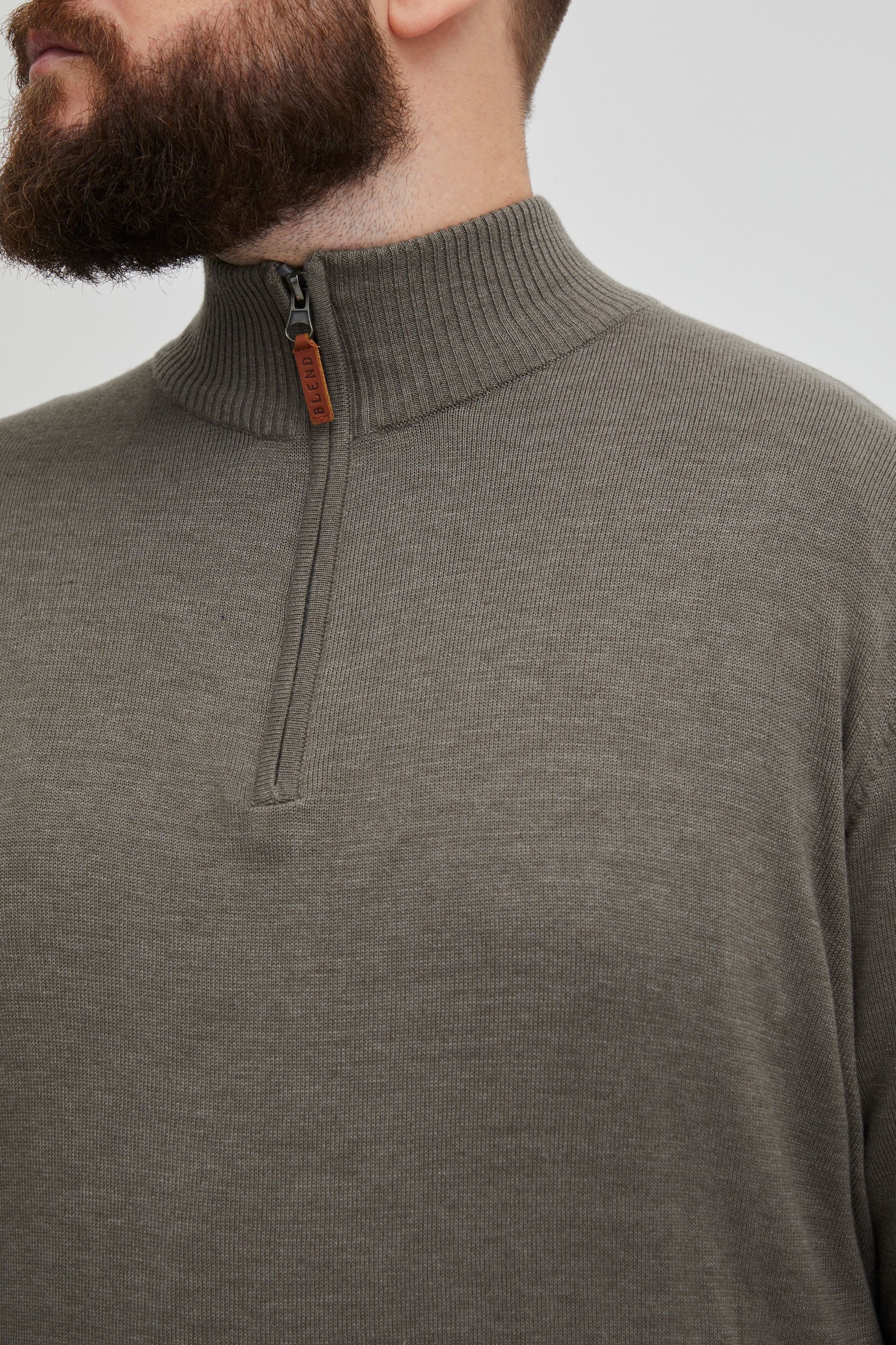 Blend Strickpullover »BHRobin Big & Tall« Strickpullover mit Leder-Patch in großen Größen