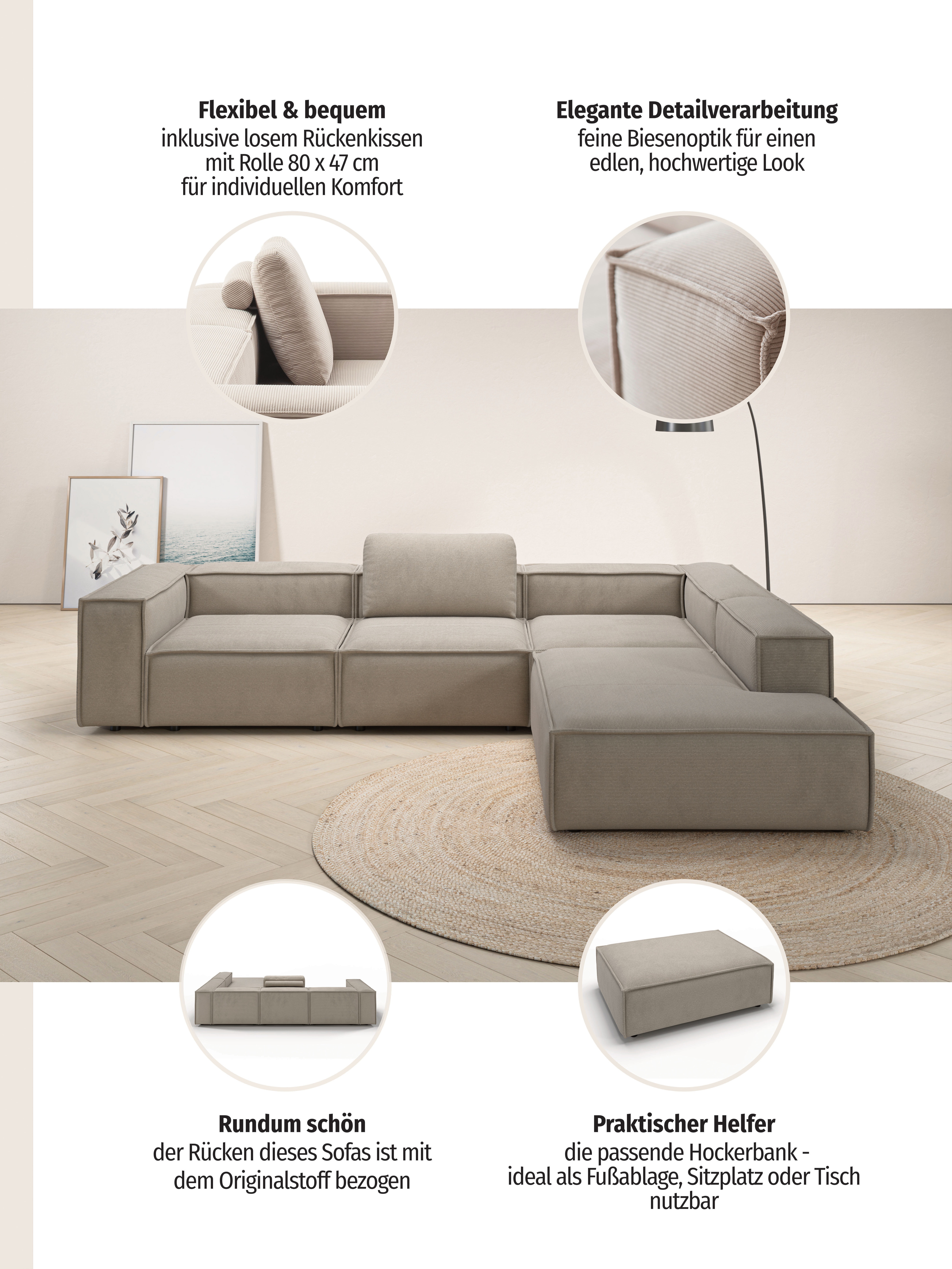 Thumbnail - PLACES OF STYLE Ecksofa "Watertown moderne L-Form" Breite 311 cm