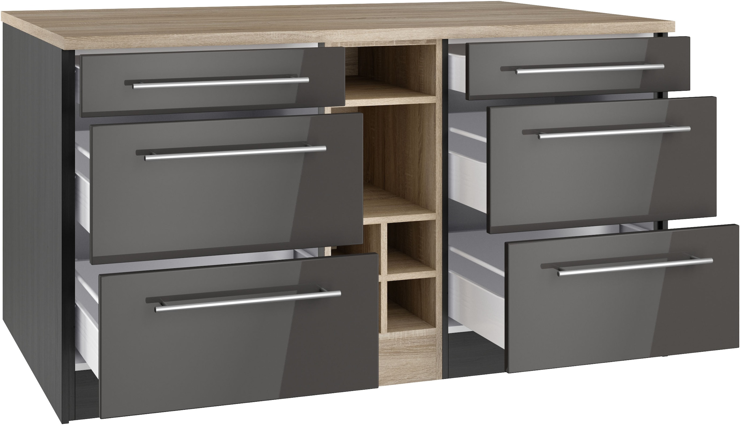 HELD MÖBEL Kücheninsel »Wien«, Breite 153 cm, MDF-Fronten, Flaschenregal