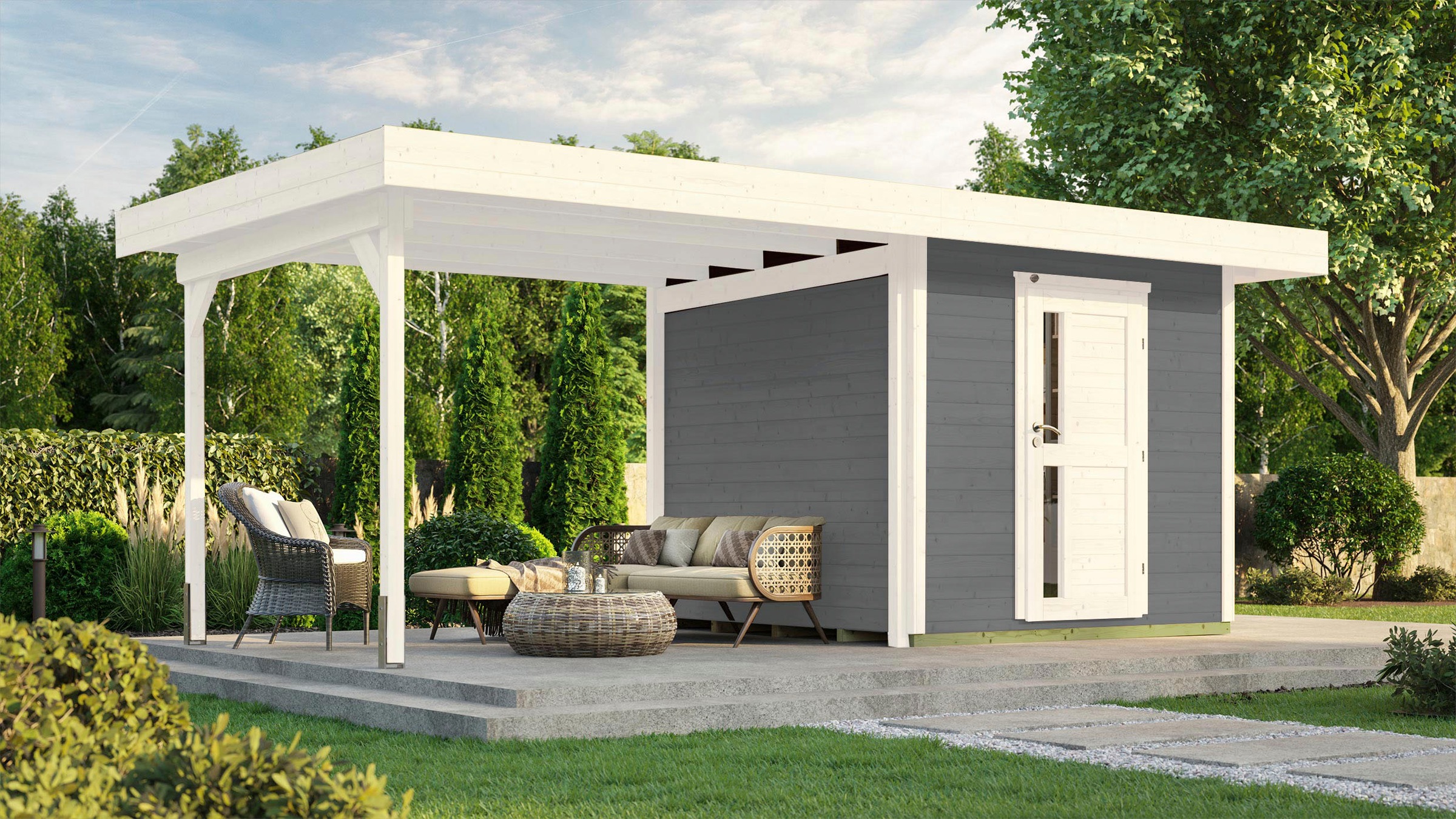 weka Gartenhaus »Designhaus 172 B«, (Set), mit Anbaudach