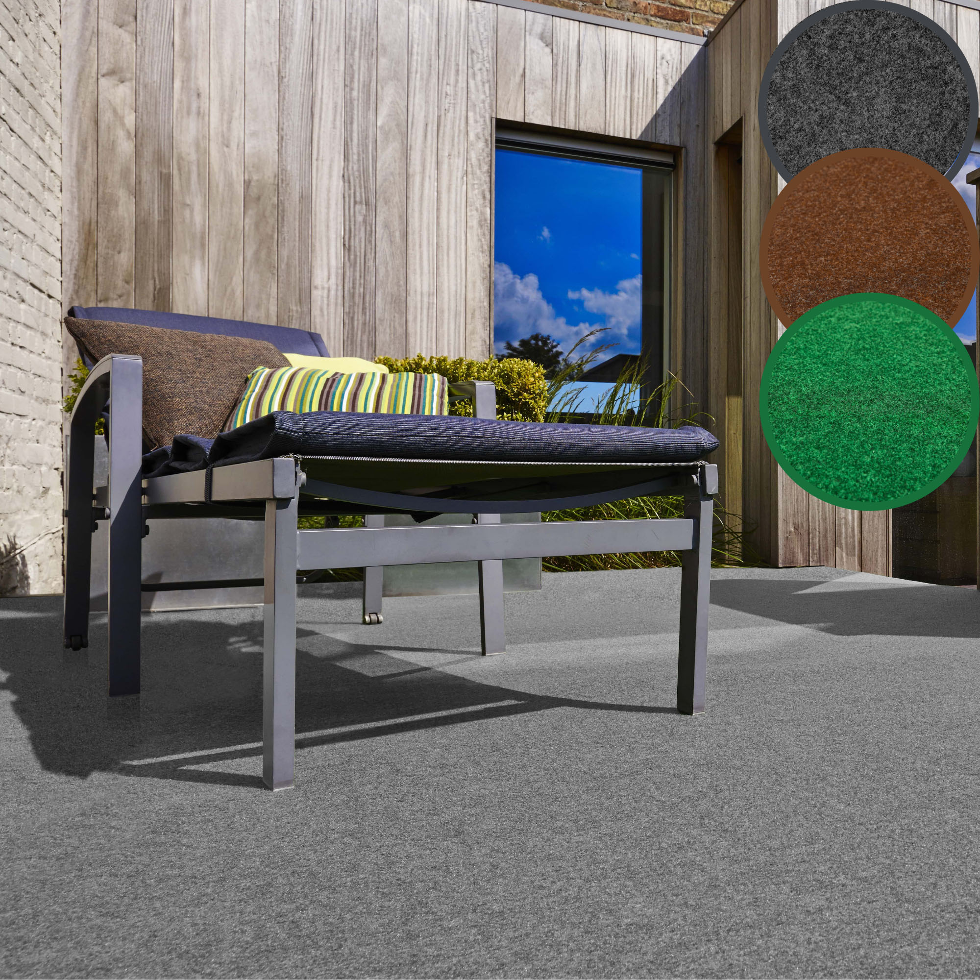 ANDIAMO Kunstrasen "Edinburgh, Made in Netherlands", B : 133cm 1 Stk., 4mm, L: 700cm, grau, Garten, Teppiche, aus Nadelfilz, mit Drainagenoppen, für