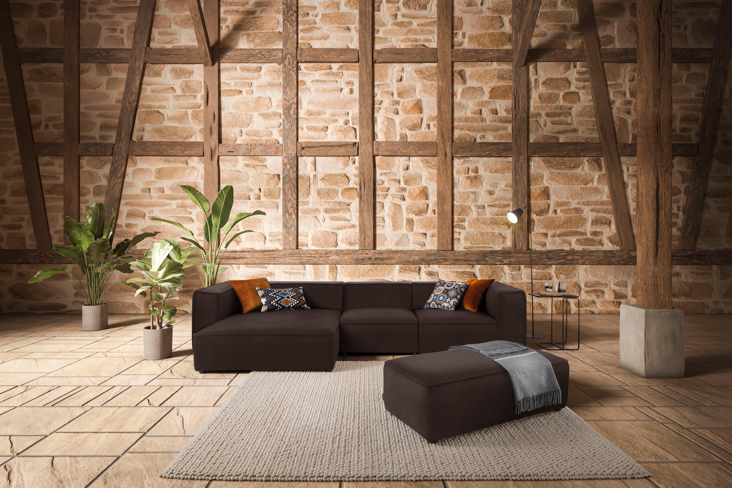 W.SCHILLIG Ecksofa "around-the-block Mega Sofa, viel Platz und hoher Sitzkomfort, L-Form" mit eleganter Biese, mit Federkern, Breite 341 cm