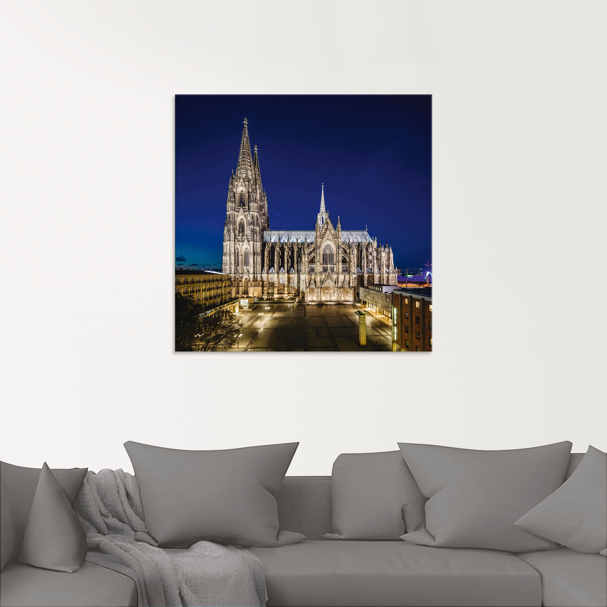 Artland Glasbild »Kölner Dom am Abend«, Gebäude, (1 St.), in verschiedenen Größen